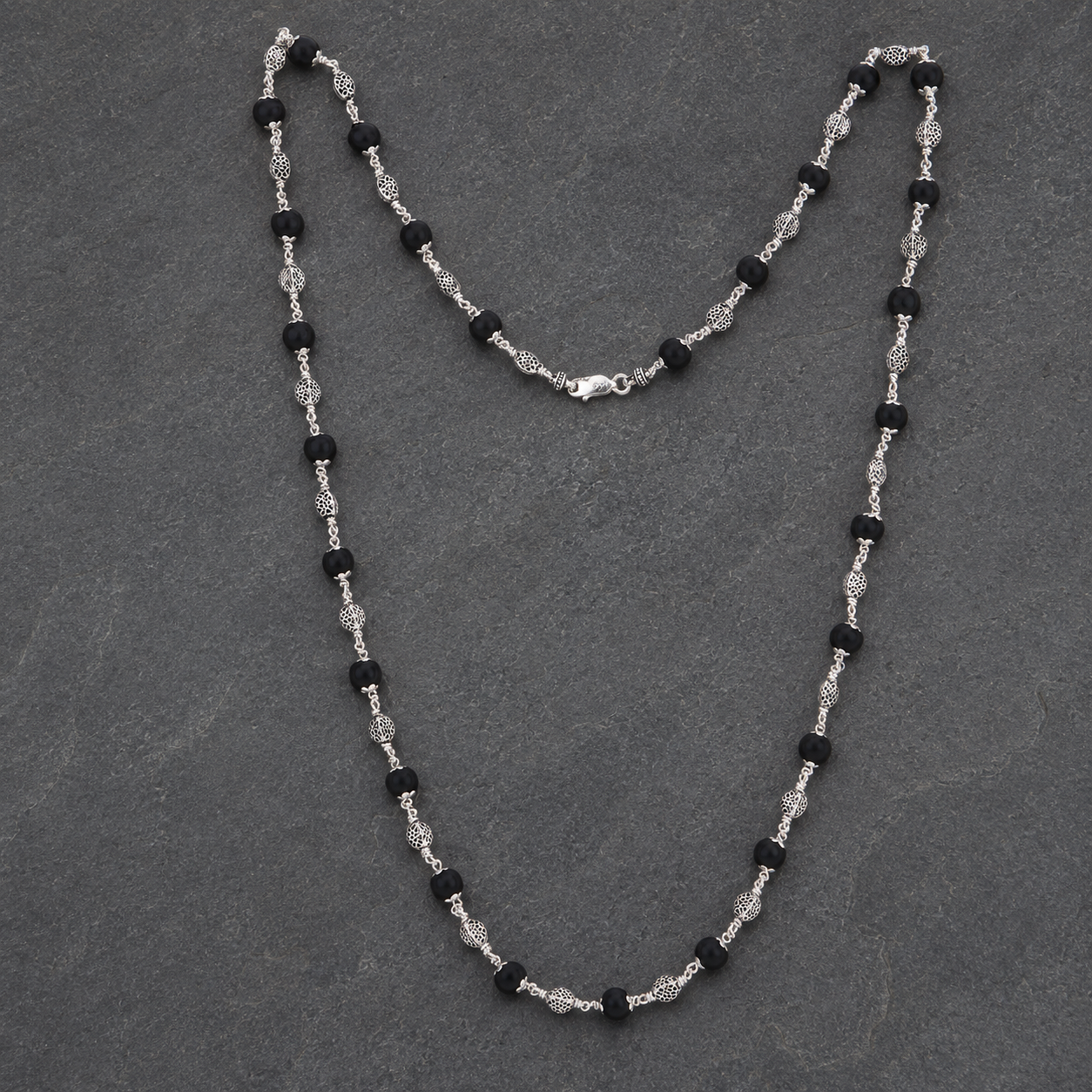 28 inch Karungali silver Mala craftsmanship view