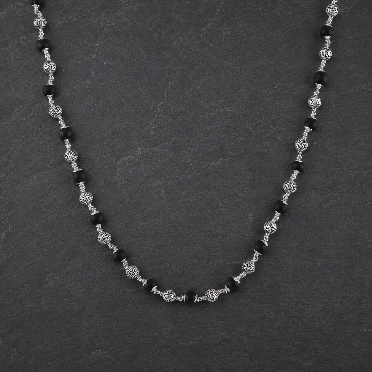 28 inch Om Namah Shivay Karungali Mala angle
