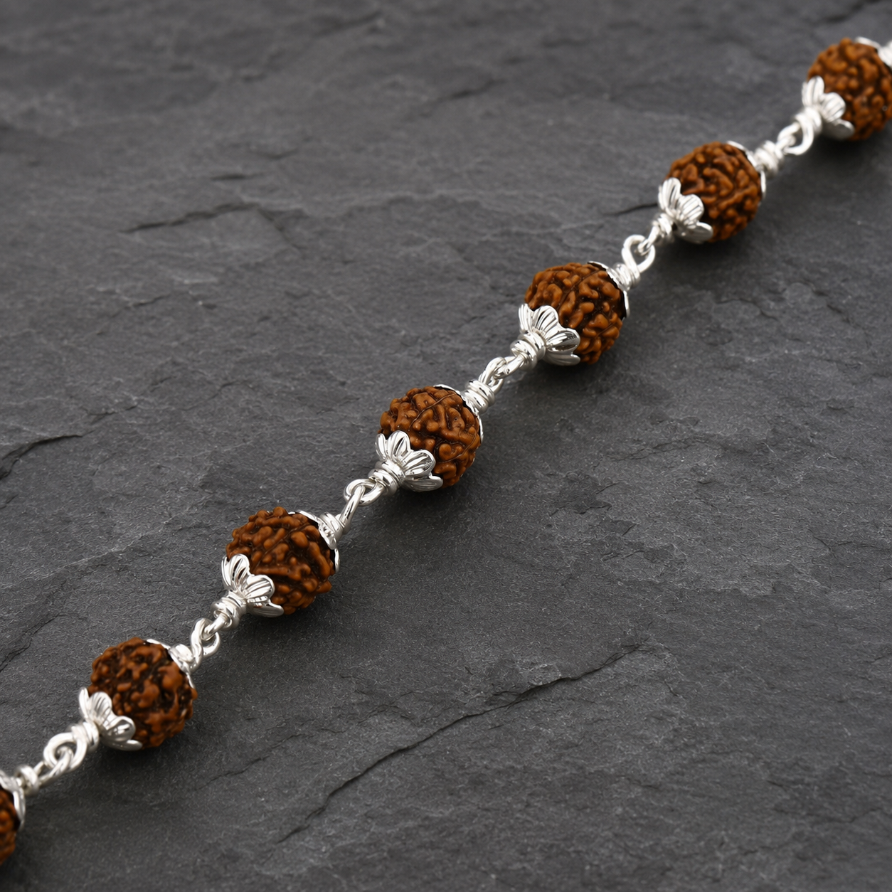 5 Mukhi Rudraksha Bracelet with 925 Silver Caps