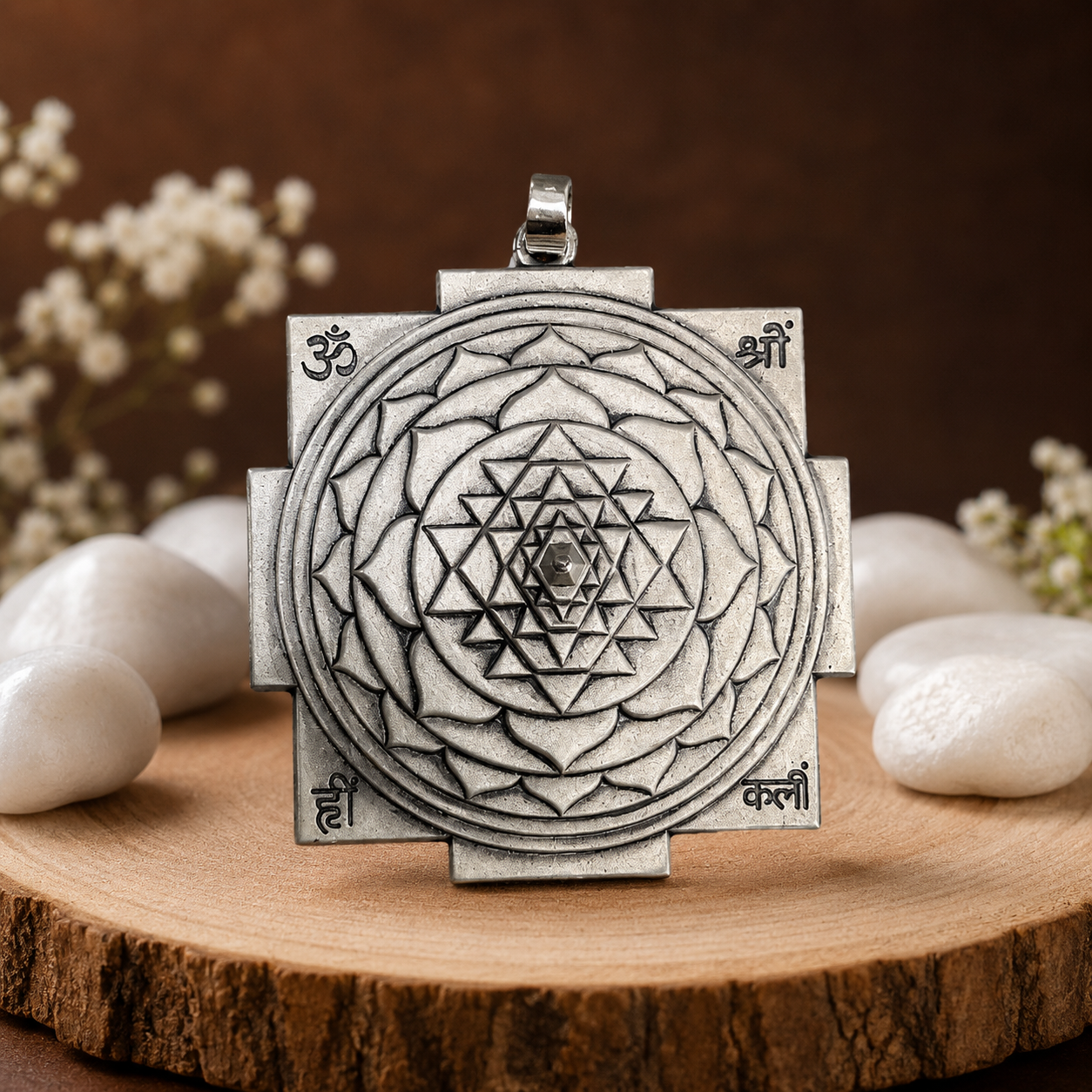 925 silver Shri Yantra locket side craftsmanship view