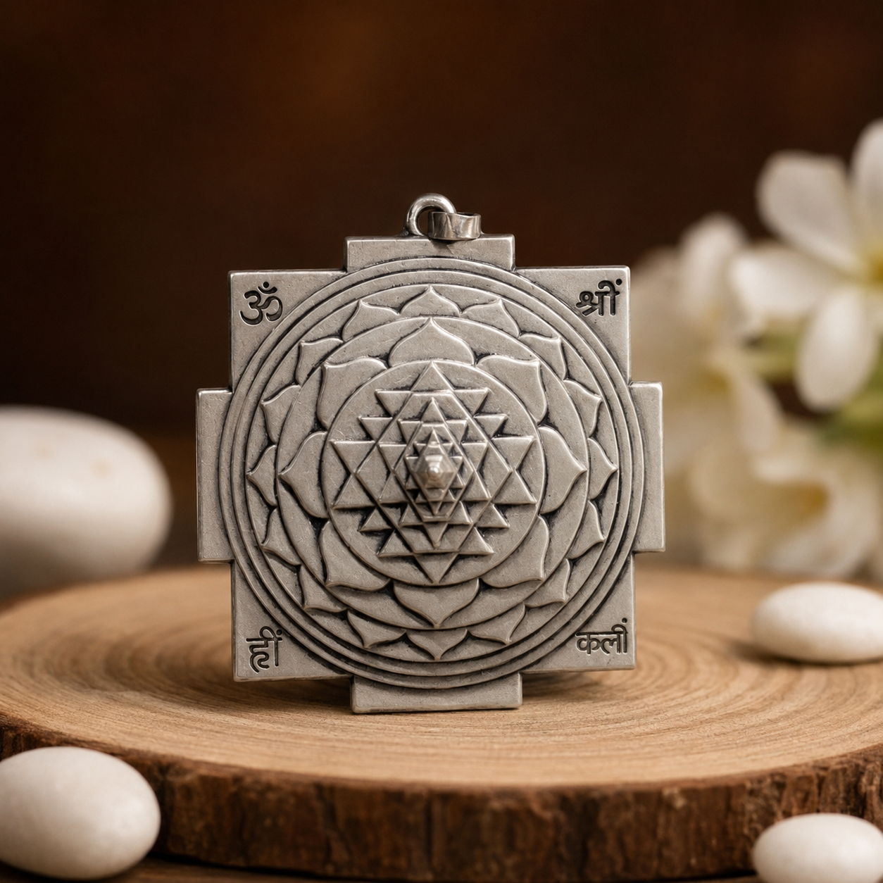 925 silver Shri Yantra pendant front view