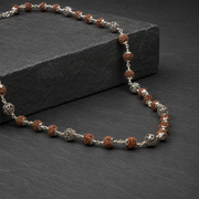 Antique 925 silver Om Namah Shivay beads and Rudraksha close-up