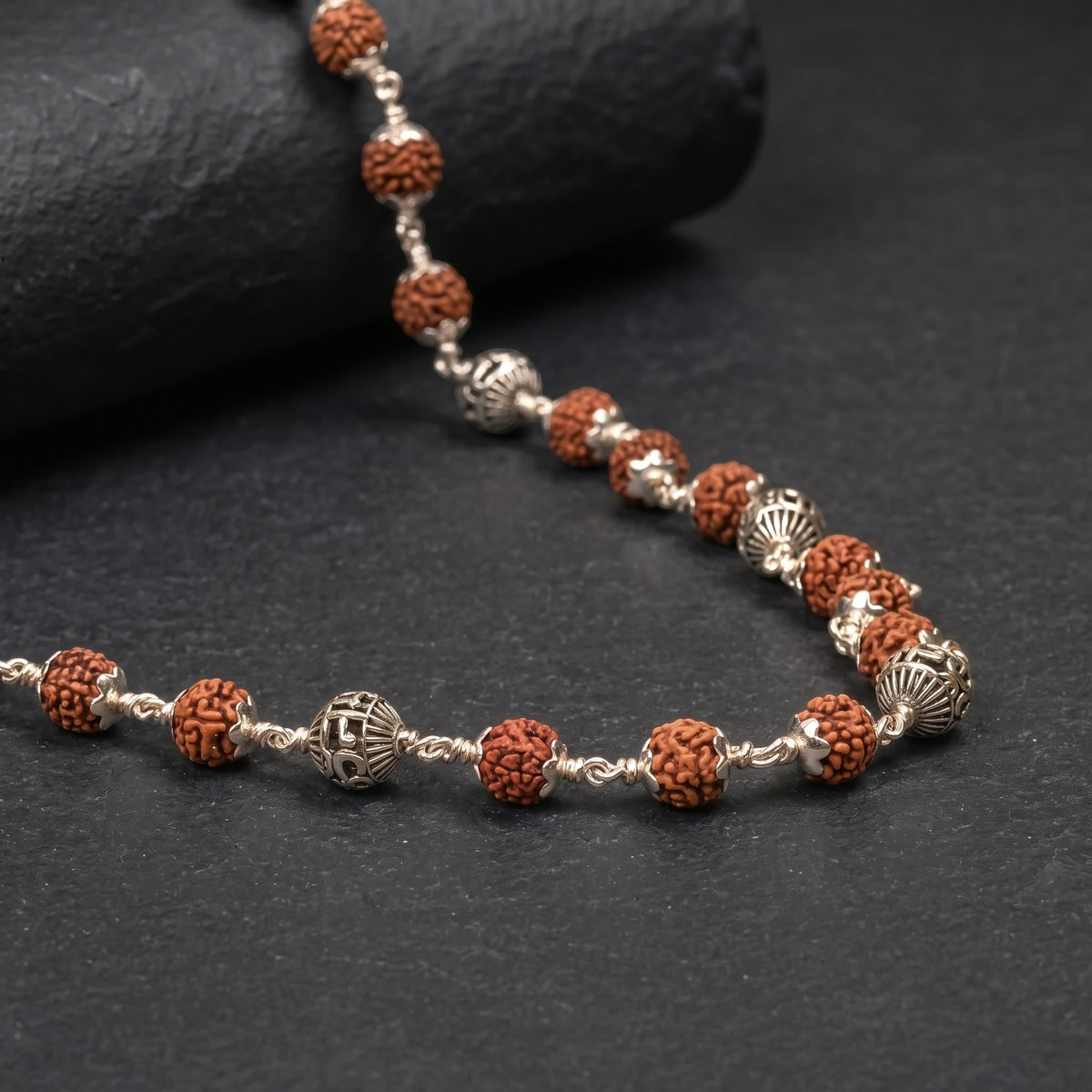Certified 5 Mukhi Rudraksha for 925 silver mantra Mala