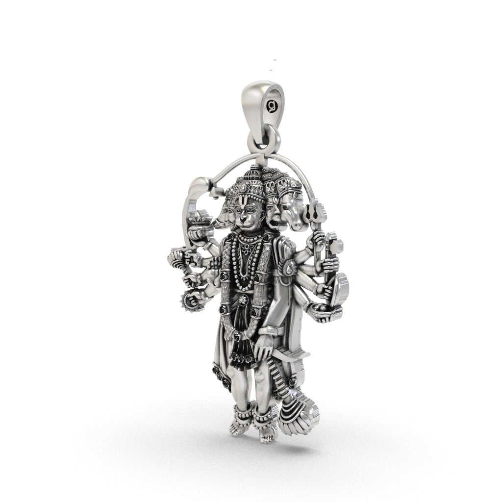 925 Silver Panchmukhi Hanuman Pendant | Oxidized Hindu Amulet
