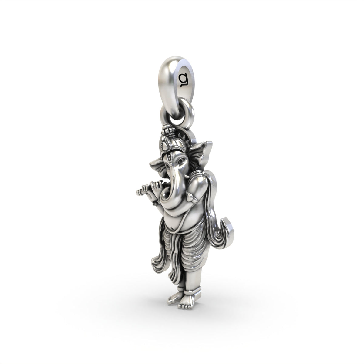Close detail of 925 silver Ganeshji pendant,