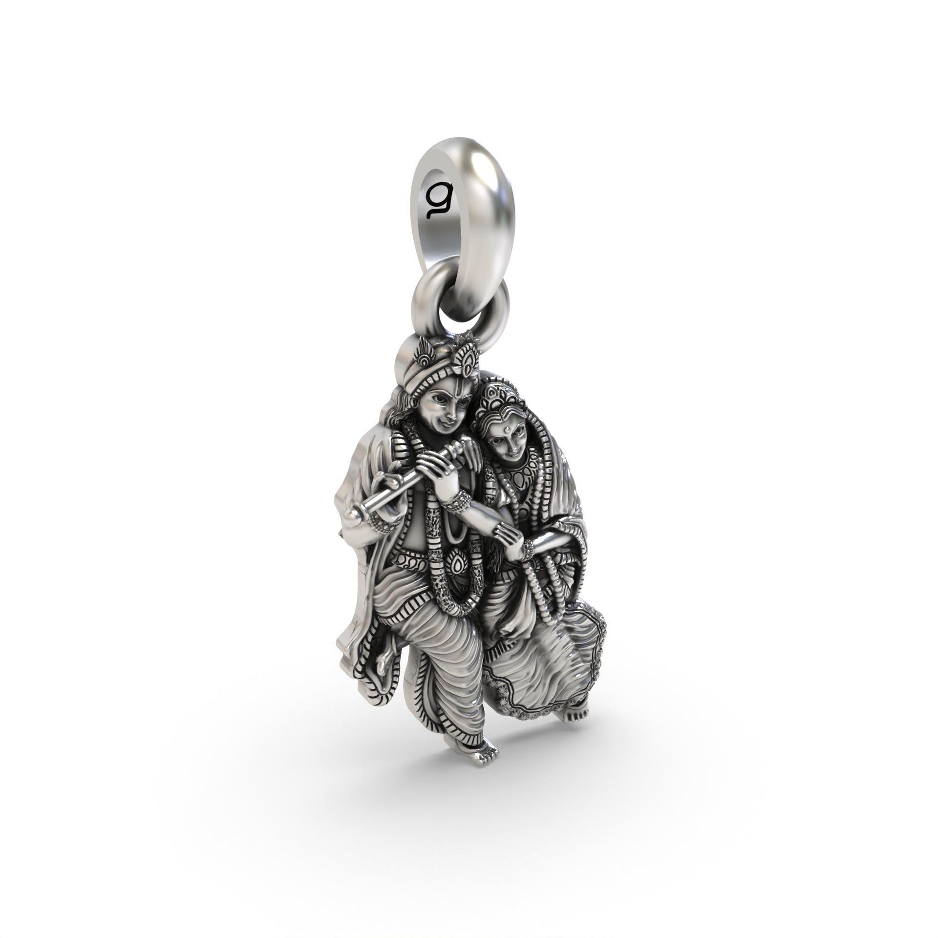 Silver Radha Krishna Pendant