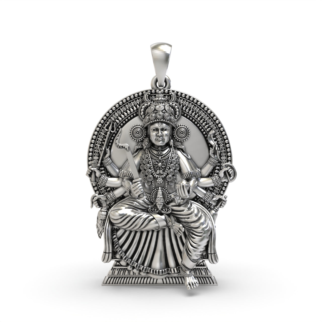 Kodungallur Bhagavathy Amma Pendant 925 Sterling Silver | Kerala Devi Shakti Protection Charm | Handmade Spiritual Necklace for Men Women