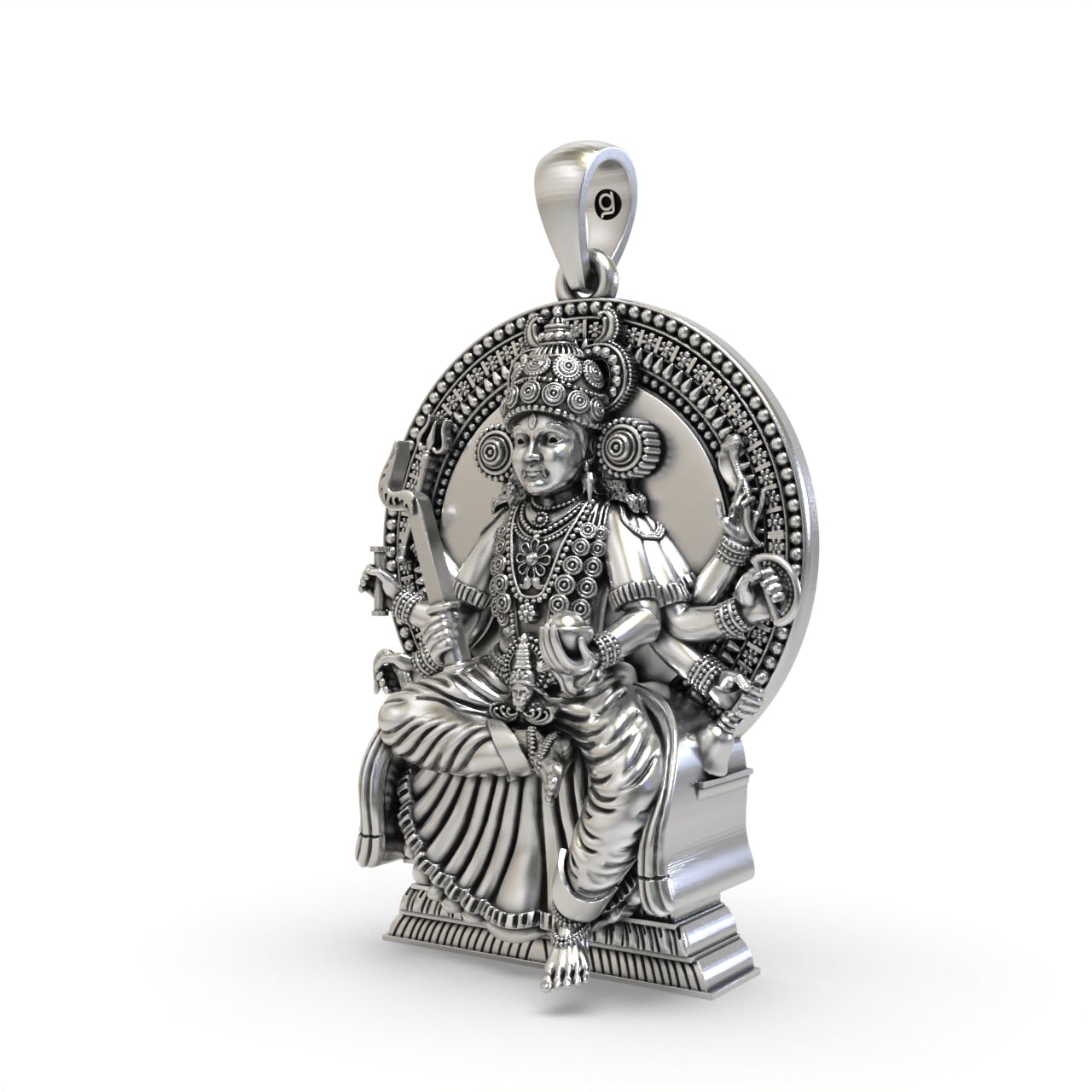 Kodungallur Bhagavathy Amma Pendant 925 Sterling Silver | Kerala Devi Shakti Protection Charm | Handmade Spiritual Necklace for Men Women