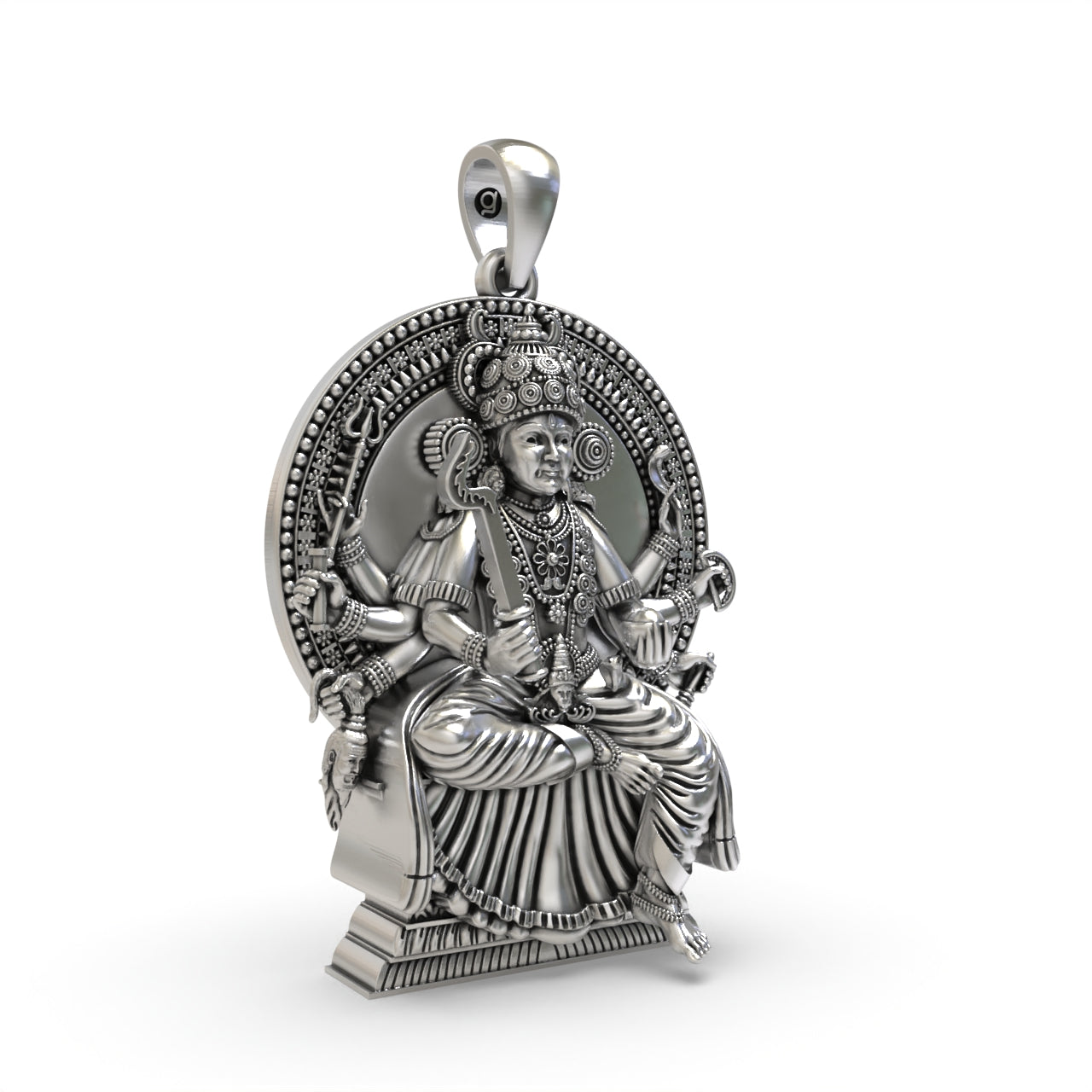 Kodungallur Bhagavathy Amma Pendant 925 Sterling Silver | Kerala Devi Shakti Protection Charm | Handmade Spiritual Necklace for Men Women