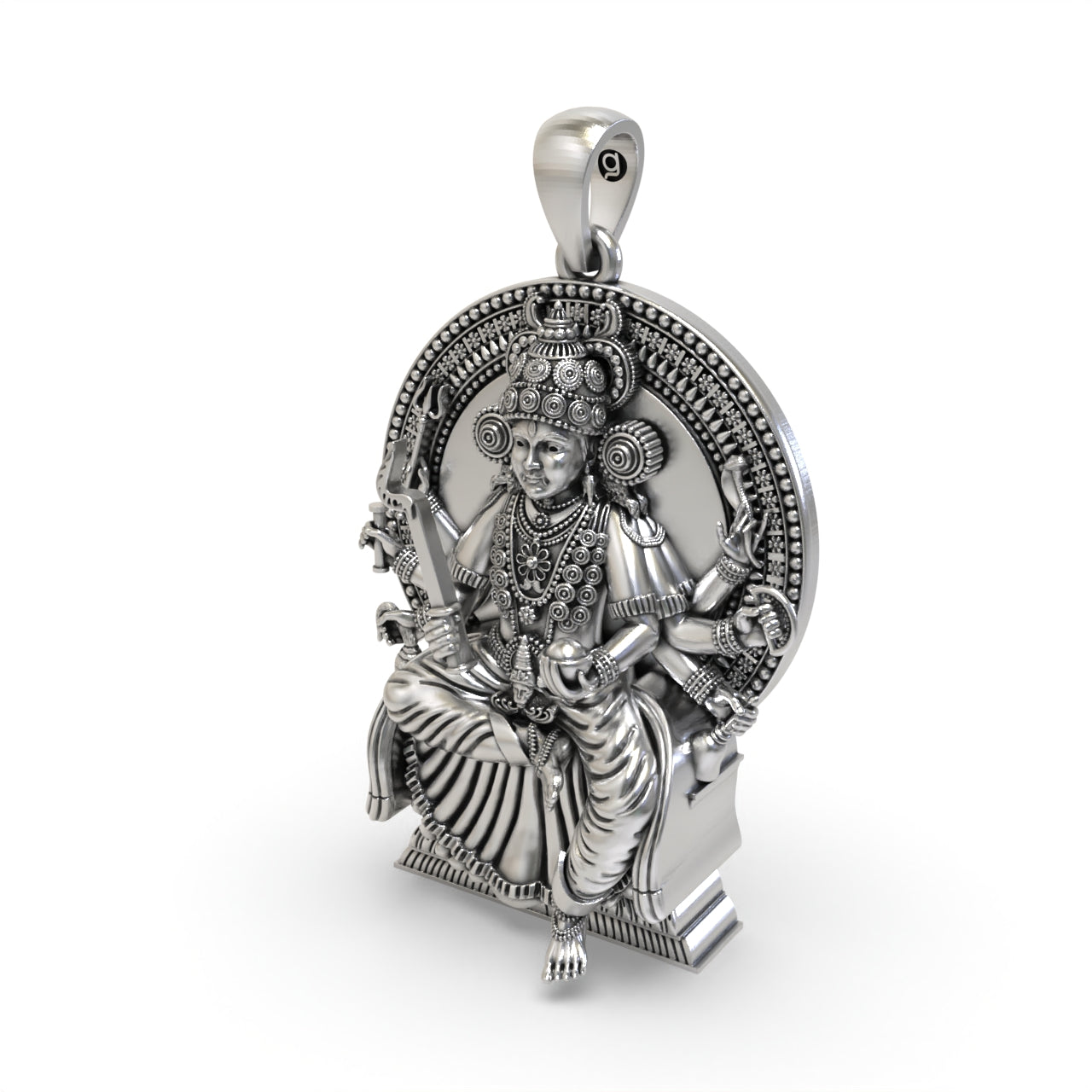 Kodungallur Bhagavathy Amma Pendant 925 Sterling Silver | Kerala Devi Shakti Protection Charm | Handmade Spiritual Necklace for Men Women