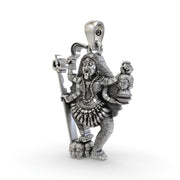 925 Silver Kalimaa Pendant | Oxidised Silver Hindu Goddess Jewelry | Divine Protection & Spiritual Blessings Necklace