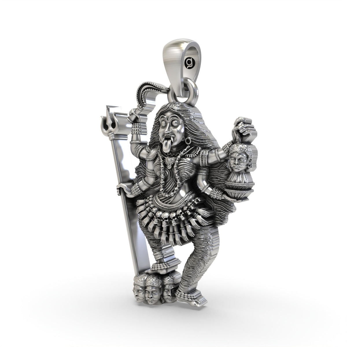 925 Silver Kalimaa Pendant | Oxidised Silver Hindu Goddess Jewelry | Divine Protection & Spiritual Blessings Necklace