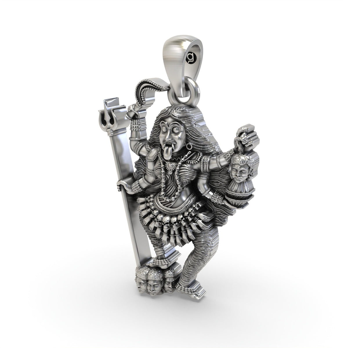 925 Silver Kalimaa Pendant | Oxidised Silver Hindu Goddess Jewelry | Divine Protection & Spiritual Blessings Necklace