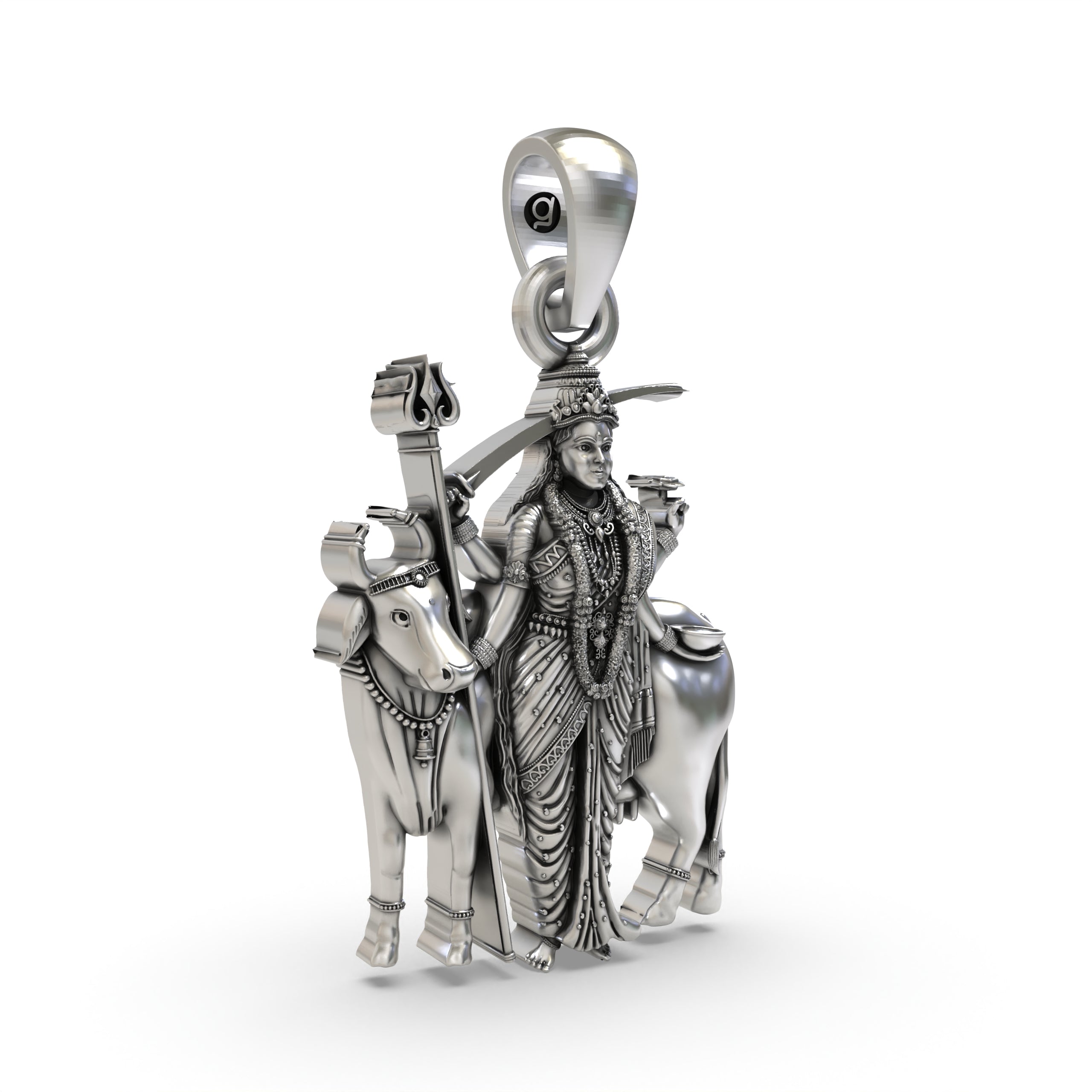 925 Silver Gatral Maa Pendant | Oxidised Silver Devi Jewelry