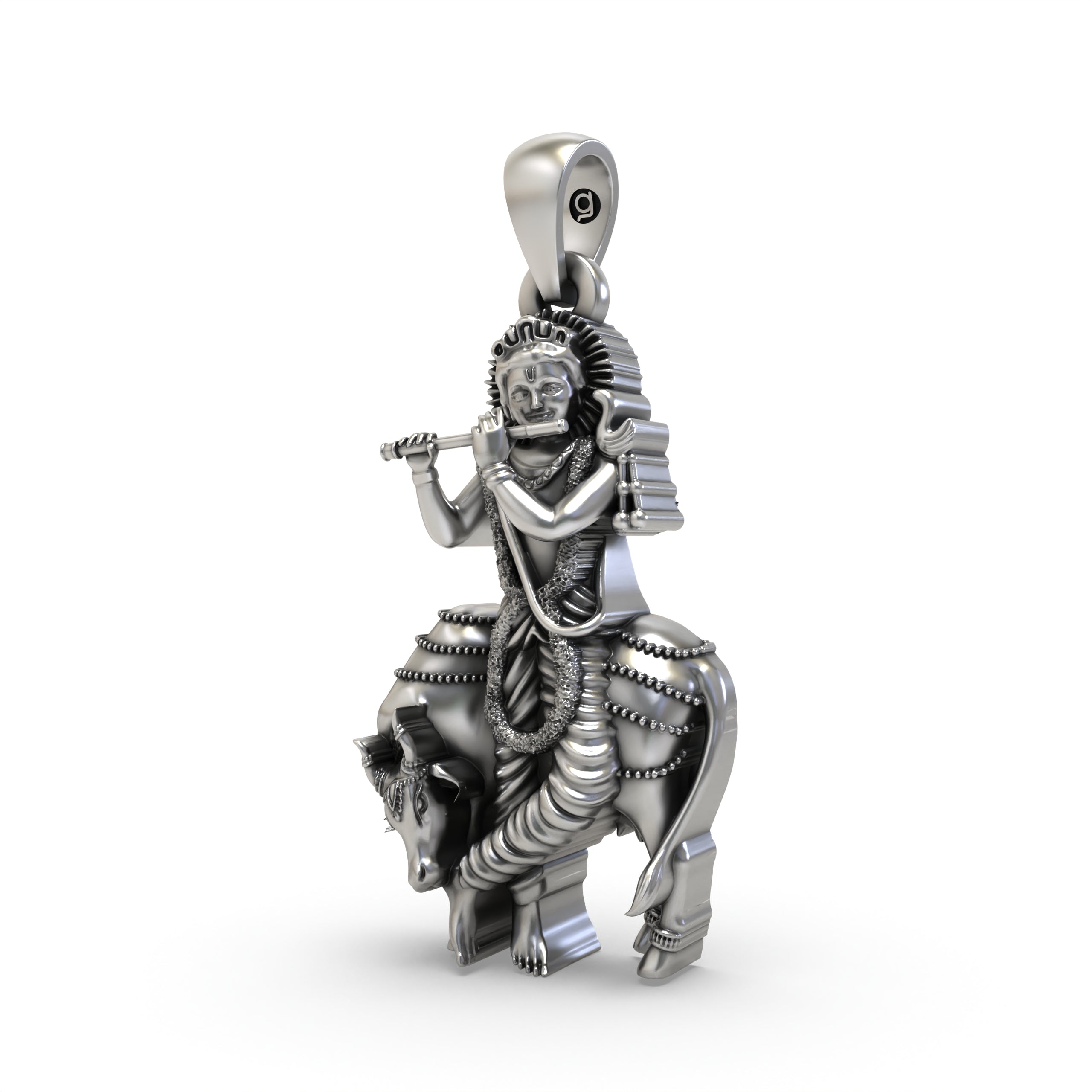 925 Silver Krishna with Cow Pendant – Gopala Govinda Venu Gopal Locket