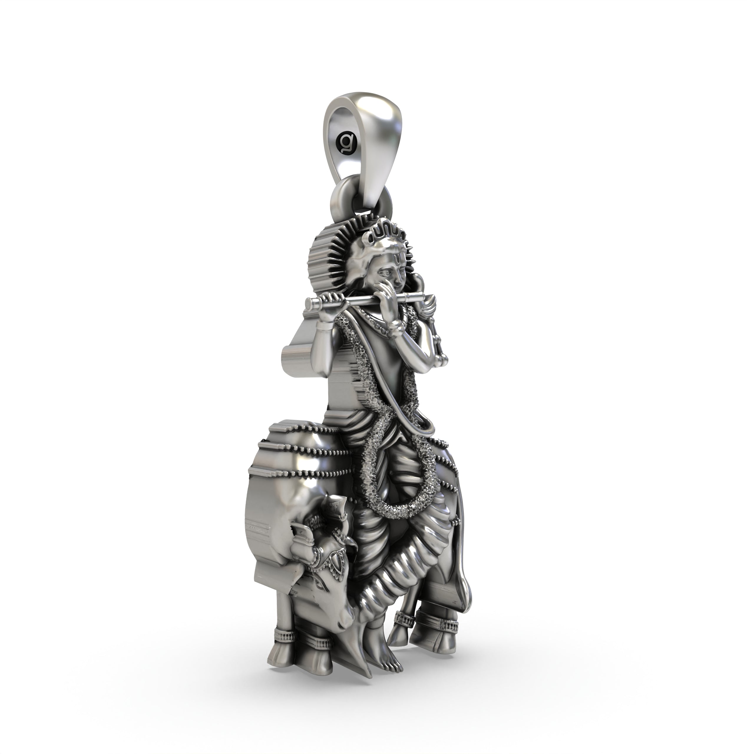 925 Silver Krishna with Cow Pendant – Gopala Govinda Venu Gopal Locket