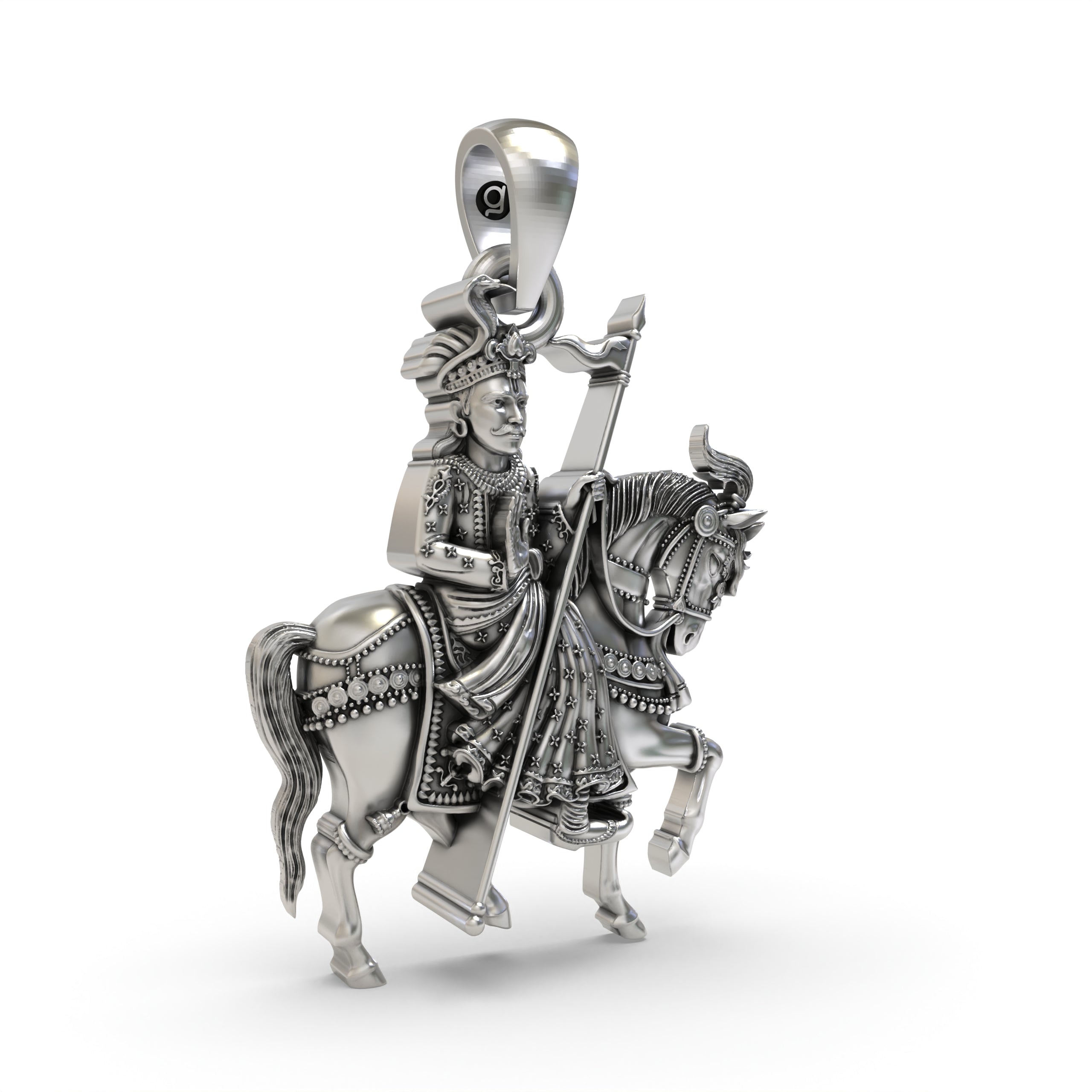 925 Silver Guga Jahar Veer Ji Pendant – Gogaji | Goga Veer | Zaher Veer | Hindu Folk Warrior God Necklace