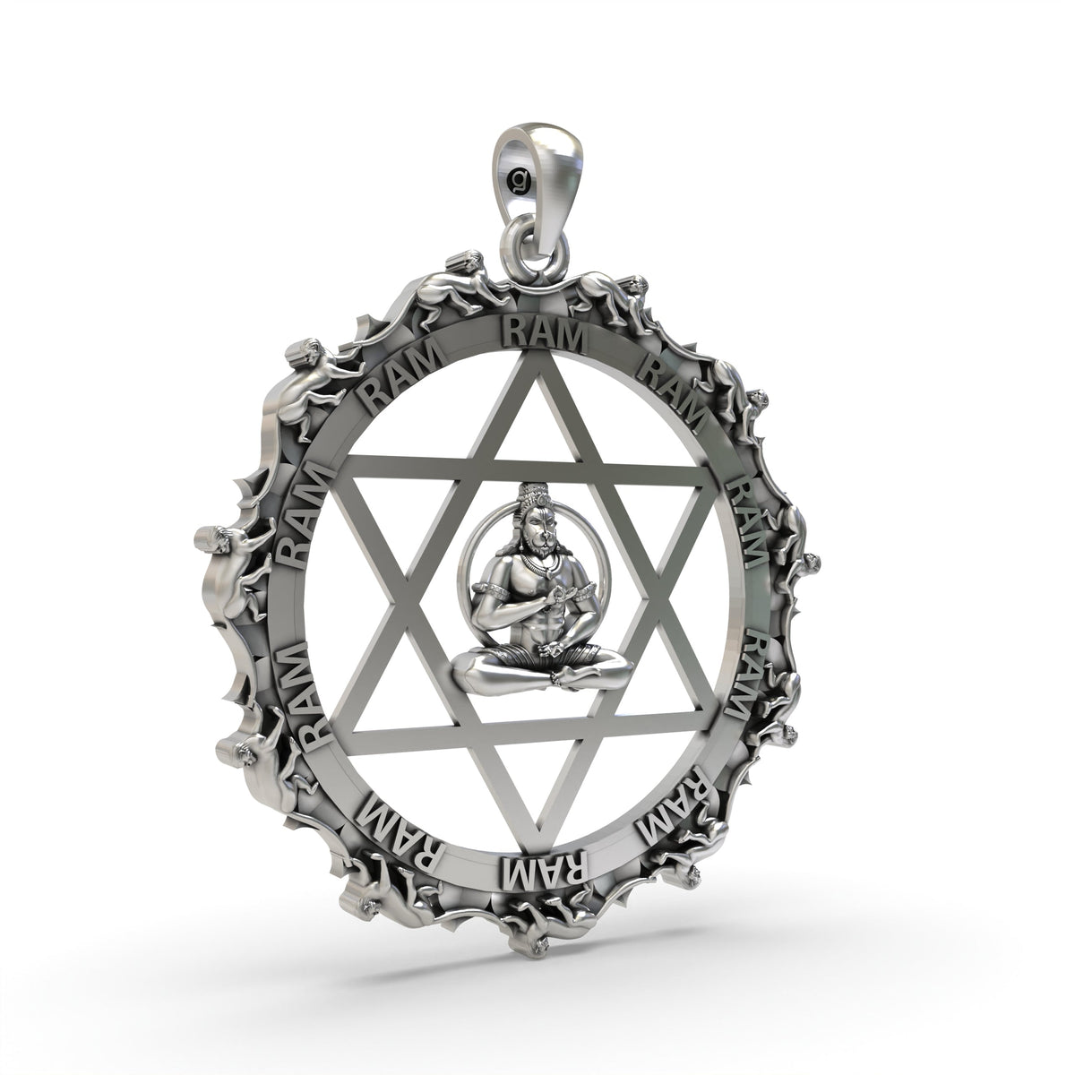 925 Silver Hanumanji with Star Pendant – Divine Strength Amulet | Hindu God Pendant for Protection & Courage