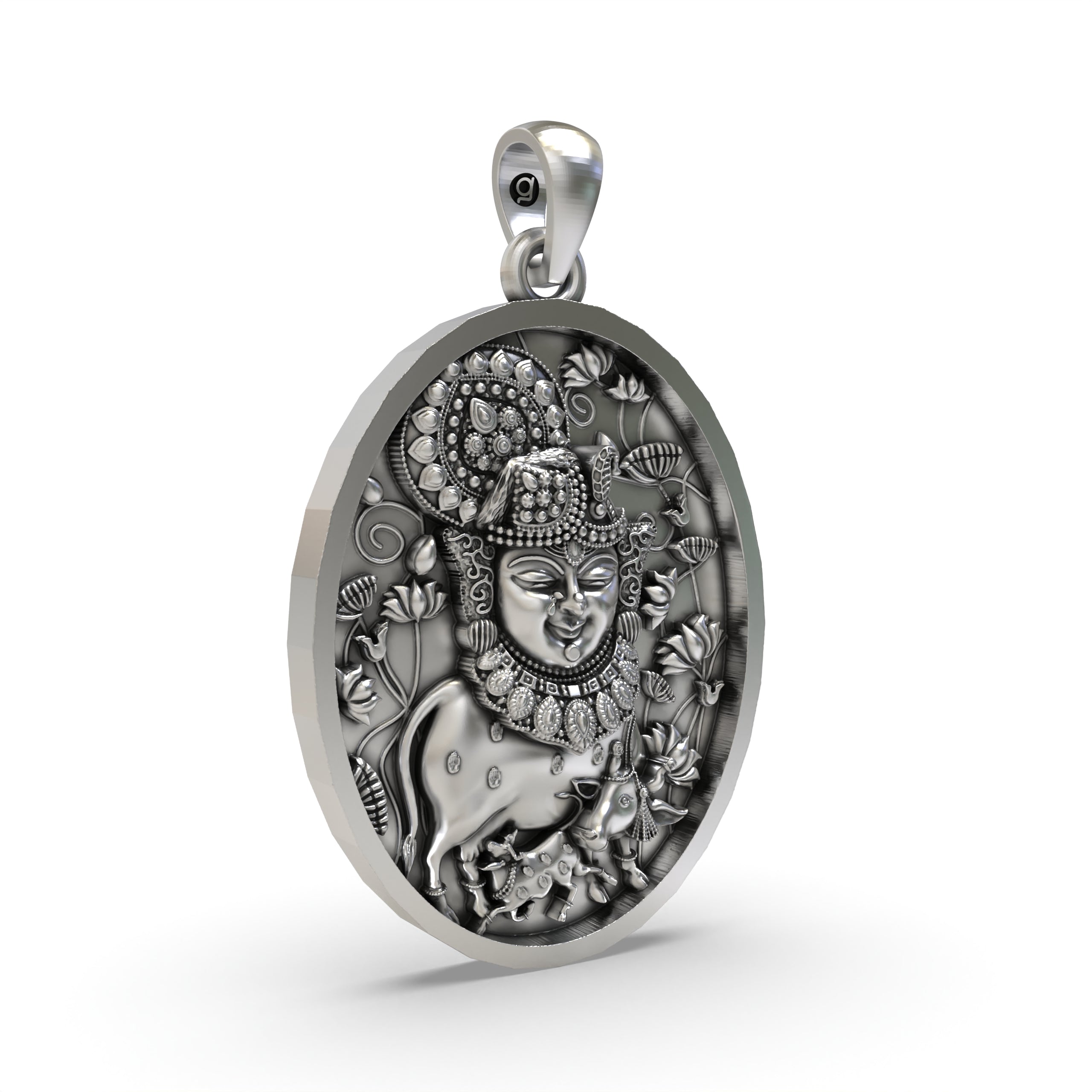 925 Silver Shreenathji Face Pendant – Nathdwara Krishna Jewelry