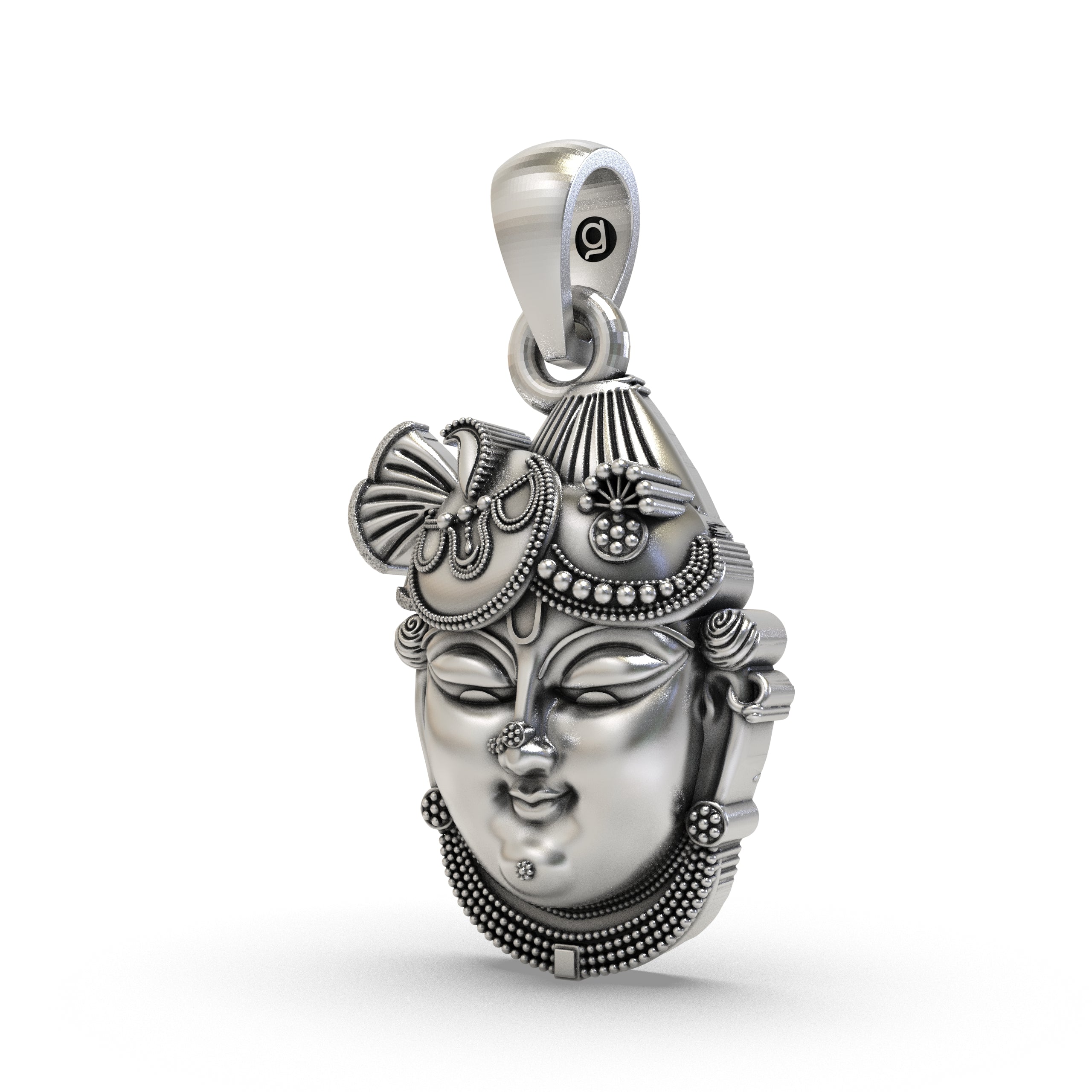 925 Silver Shrinathji Face Pendant – Exquisite Krishna Idol Jewelry