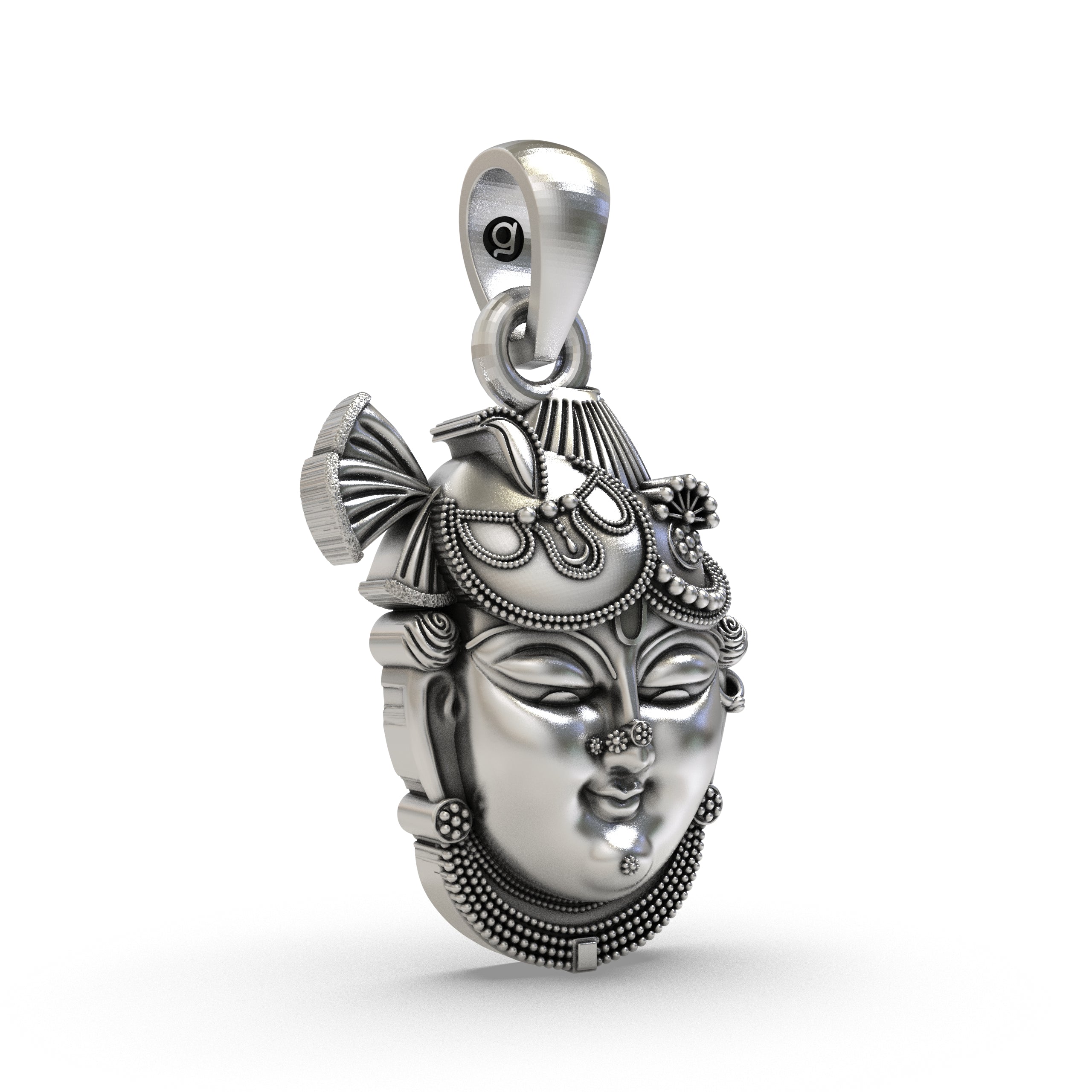 925 Silver Shrinathji Face Pendant – Exquisite Krishna Idol Jewelry
