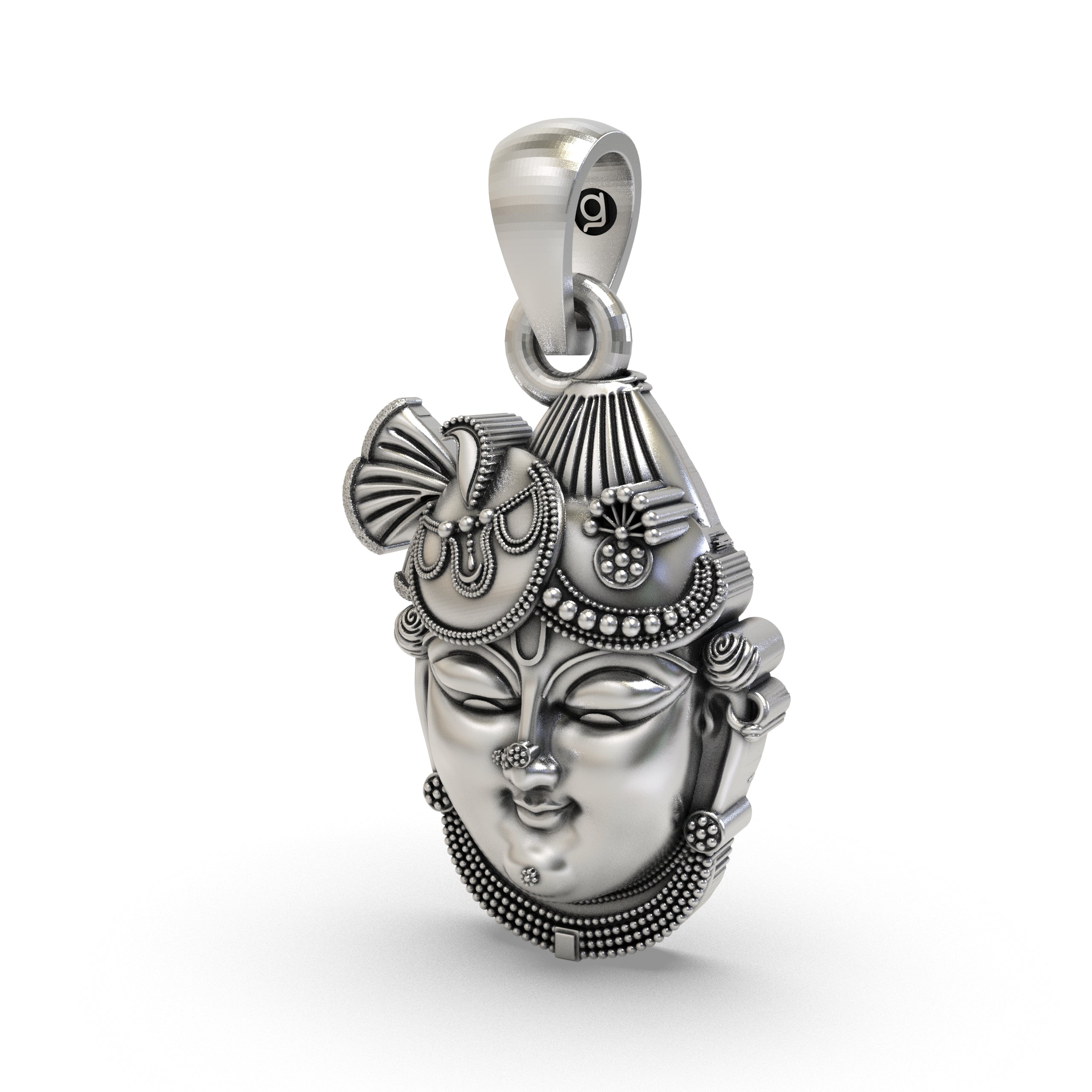 925 Silver Shrinathji Face Pendant – Exquisite Krishna Idol Jewelry