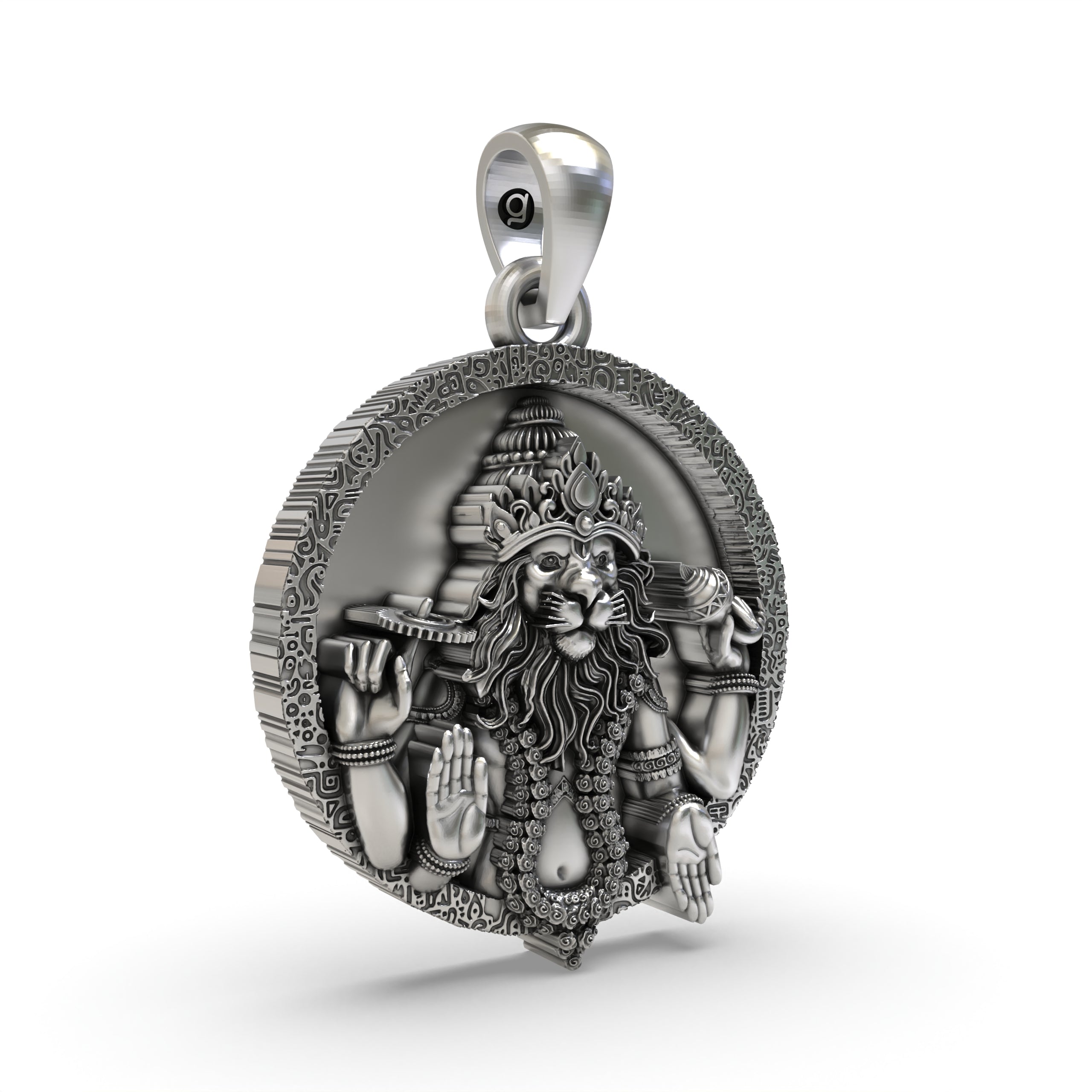 925 Silver Narsimha Pendant – Fierce Lion-Man Avatar of Lord Vishnu