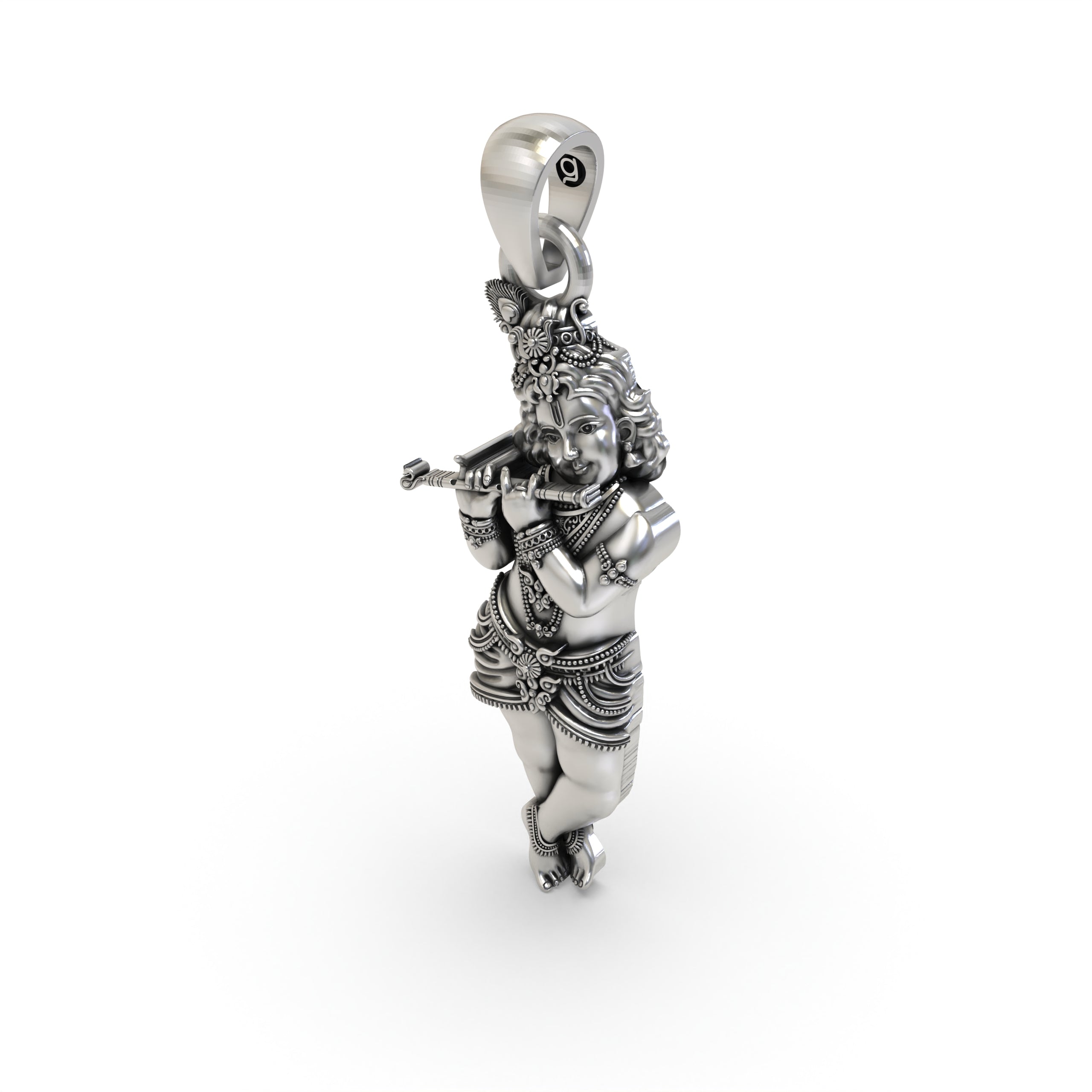 925 Silver Krishna Pendant – Lord Krishna Flute Jewelry | Divine Spiritual Necklace for Devotees & Gifting