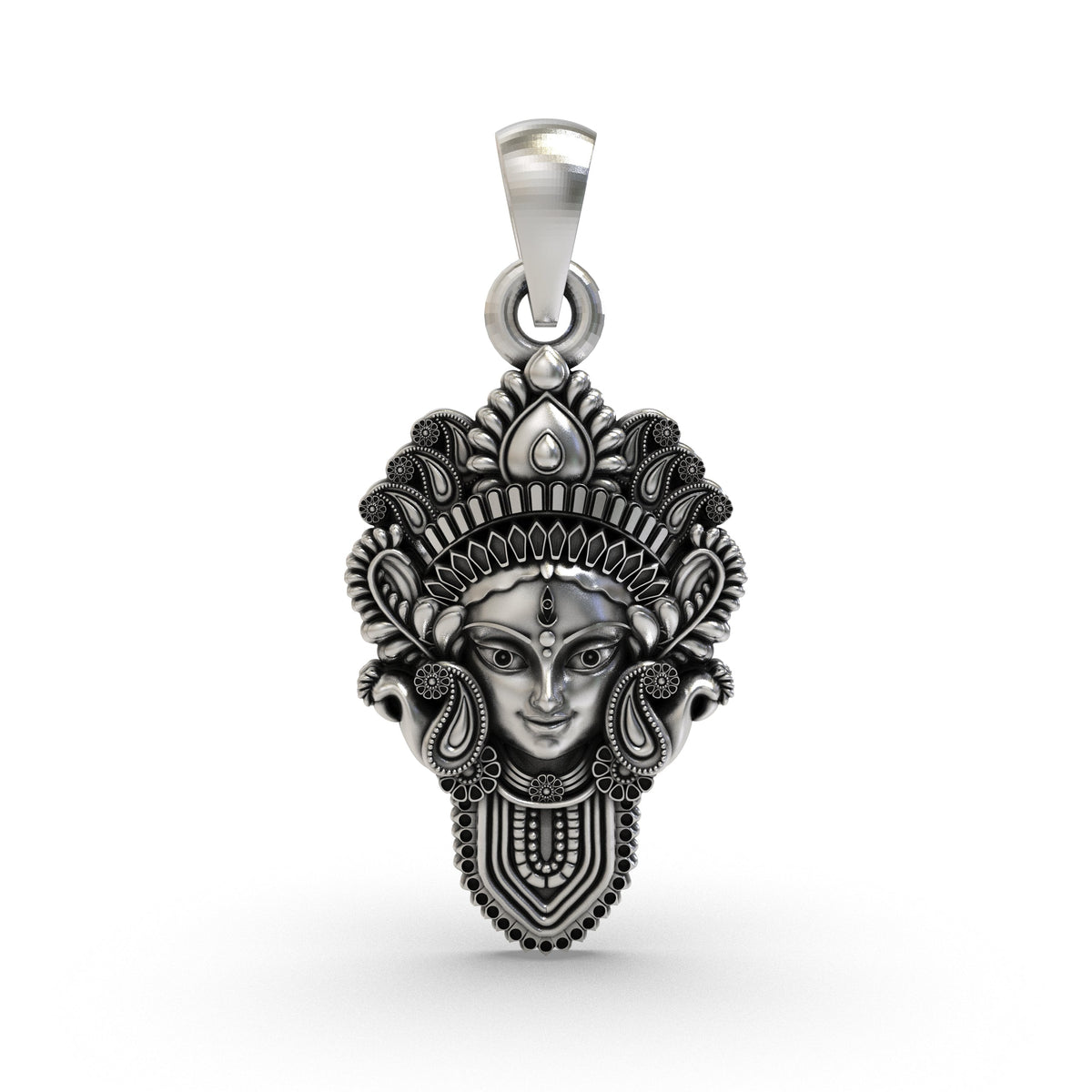 925 Silver Durga Maa Face Pendant | Divine Shakti Jewelry | Powerful Protection Amulet for Men & Women