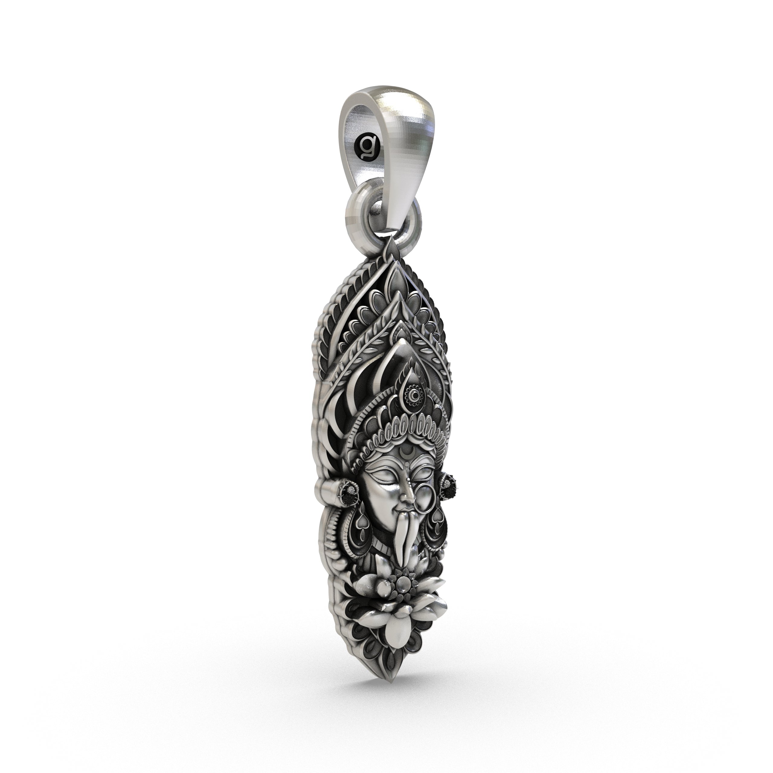 925 Silver Kalimaa Face Pendant | Fierce Goddess Kali Pendant for Power & Protection | Handmade Hindu Spiritual Jewelry