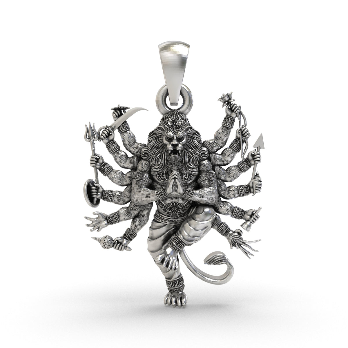 925 Silver Narsimha Bhagwan Pendant | Divine Lord Narsimha Pendant for Protection & Strength