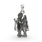 925 Silver Radha Krishna Pendant - Divine Love & Devotion Jewelry for Spiritual Blessings