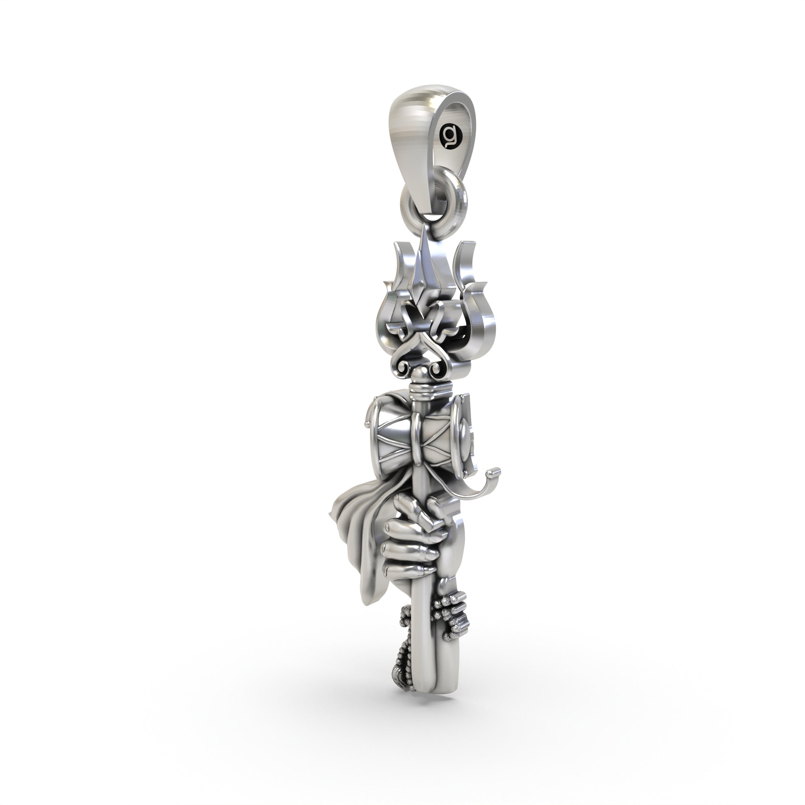 925 Silver Trishul Pendant with Shiva Hand – Divine Protection & Spiritual Strength Symbol
