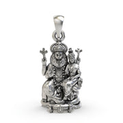 925 Silver Lakshmi Narasimha Pendant | Oxidized Temple Finish