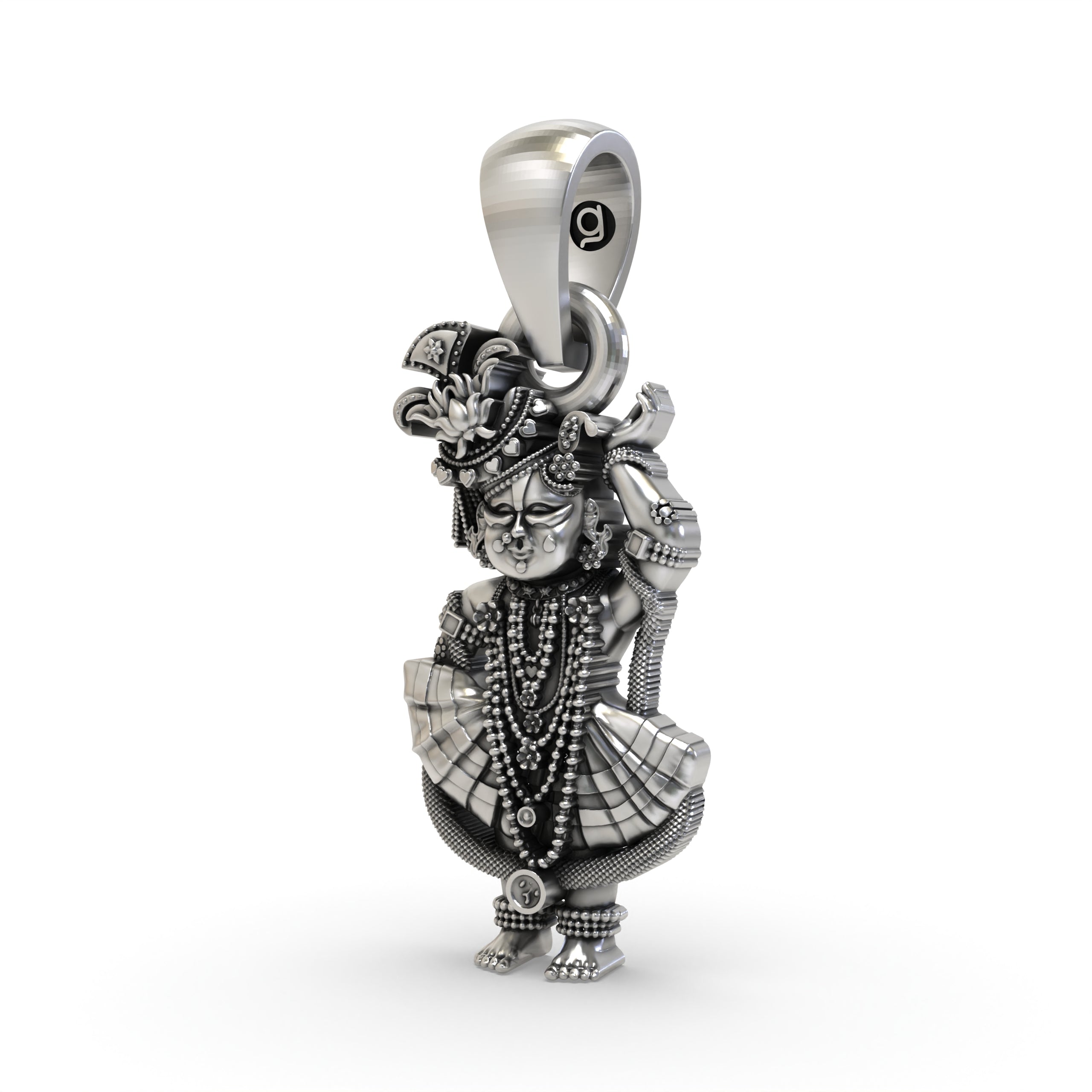 Shri Girdhar Lal Ji 925 Silver Pendant | Handcrafted Hindu God Jewelry | Spiritual Protection & Blessing Amulet