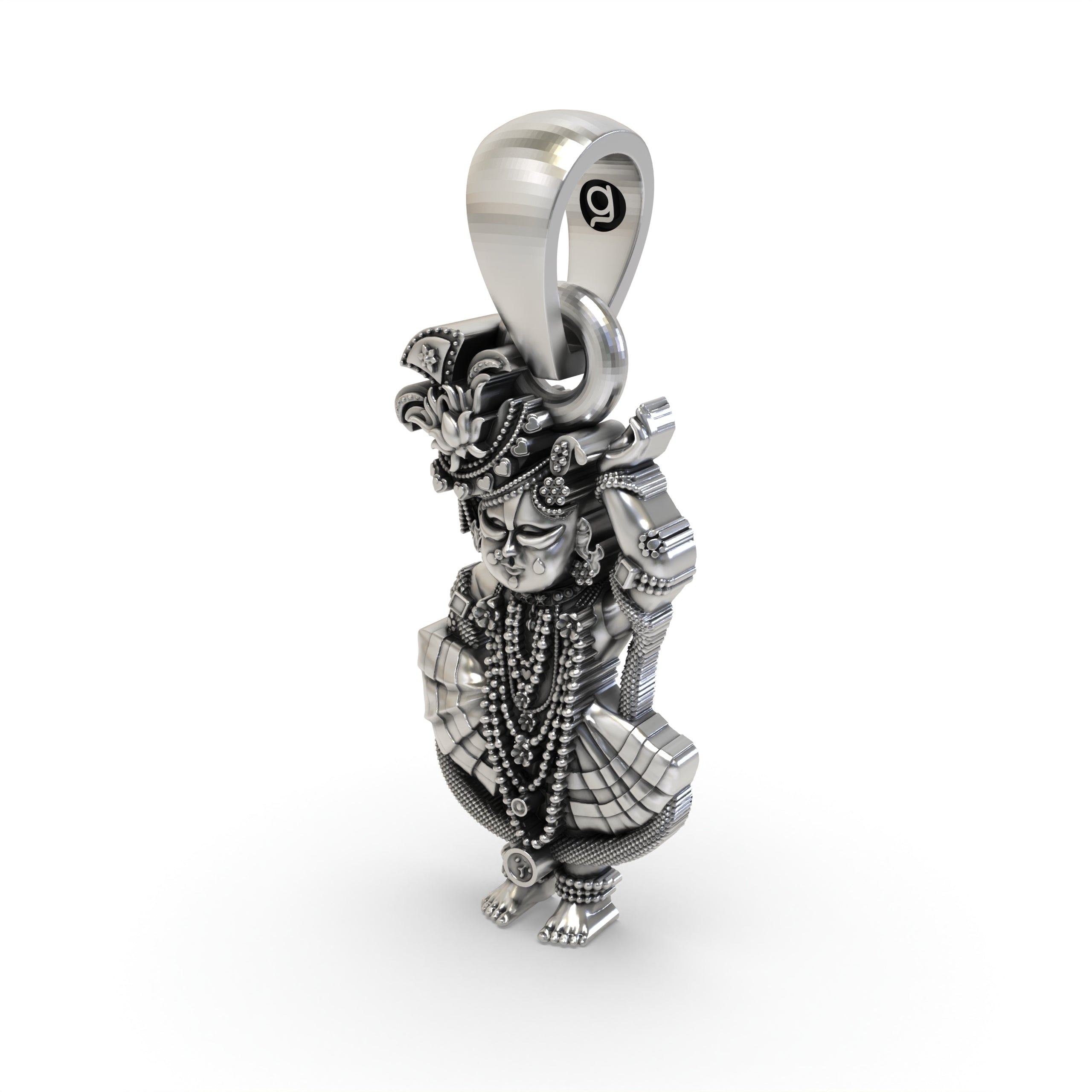 Shri Girdhar Lal Ji 925 Silver Pendant | Handcrafted Hindu God Jewelry | Spiritual Protection & Blessing Amulet