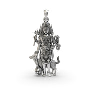 925 Sterling Silver Lord Bhairava Pendant – Kala Bhairav Idol with Trishul, Dog & Damaru