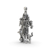 925 Sterling Silver Lord Bhairava Pendant – Kala Bhairav Idol with Trishul, Dog & Damaru