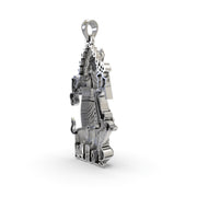 925 Sterling Silver Lord Bhairava Pendant – Kala Bhairav Idol with Trishul, Dog & Damaru
