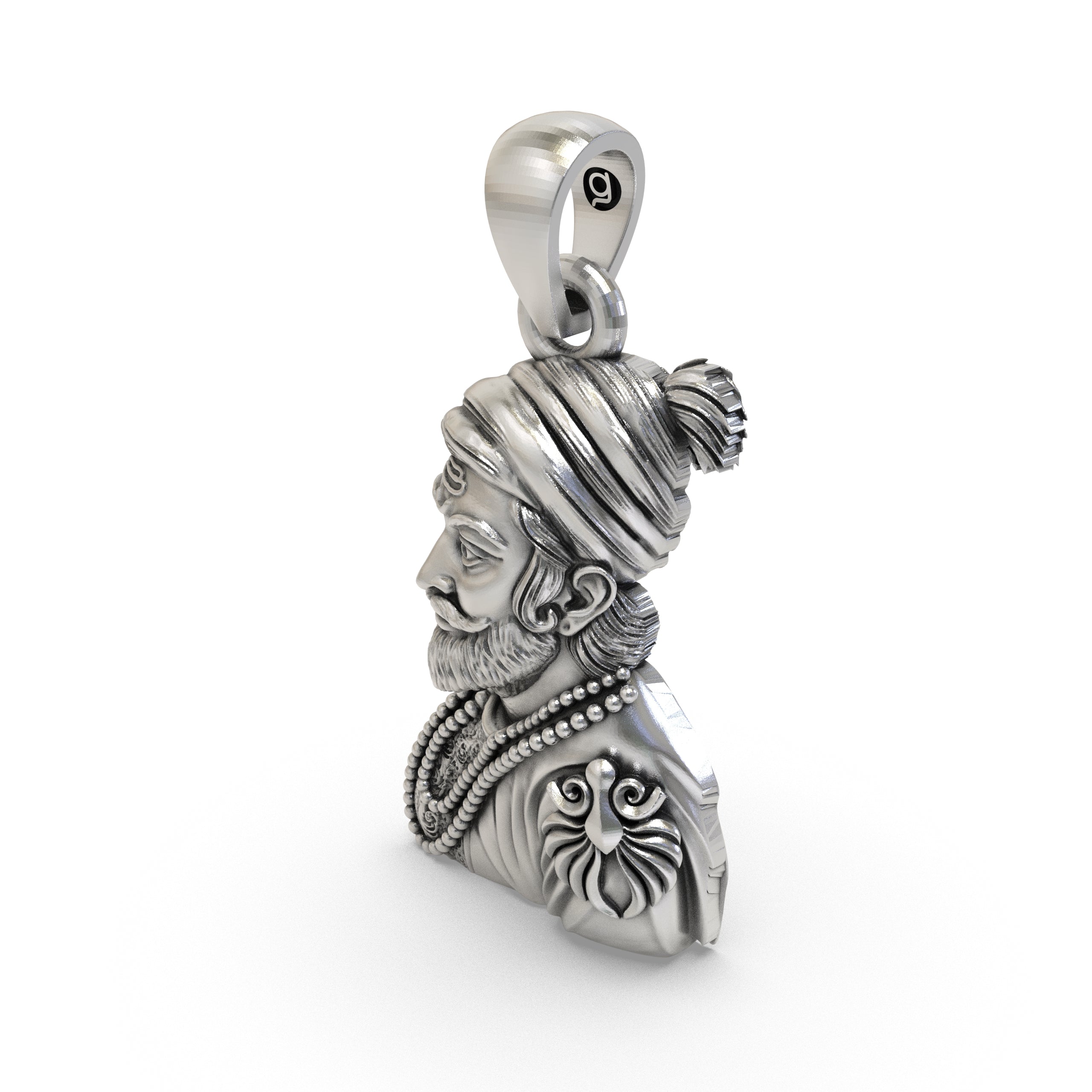 925 Sterling Silver Shivaji Maharaj Pendant — Chhatrapati Maratha Warrior King, Handmade Heritage Jewellery