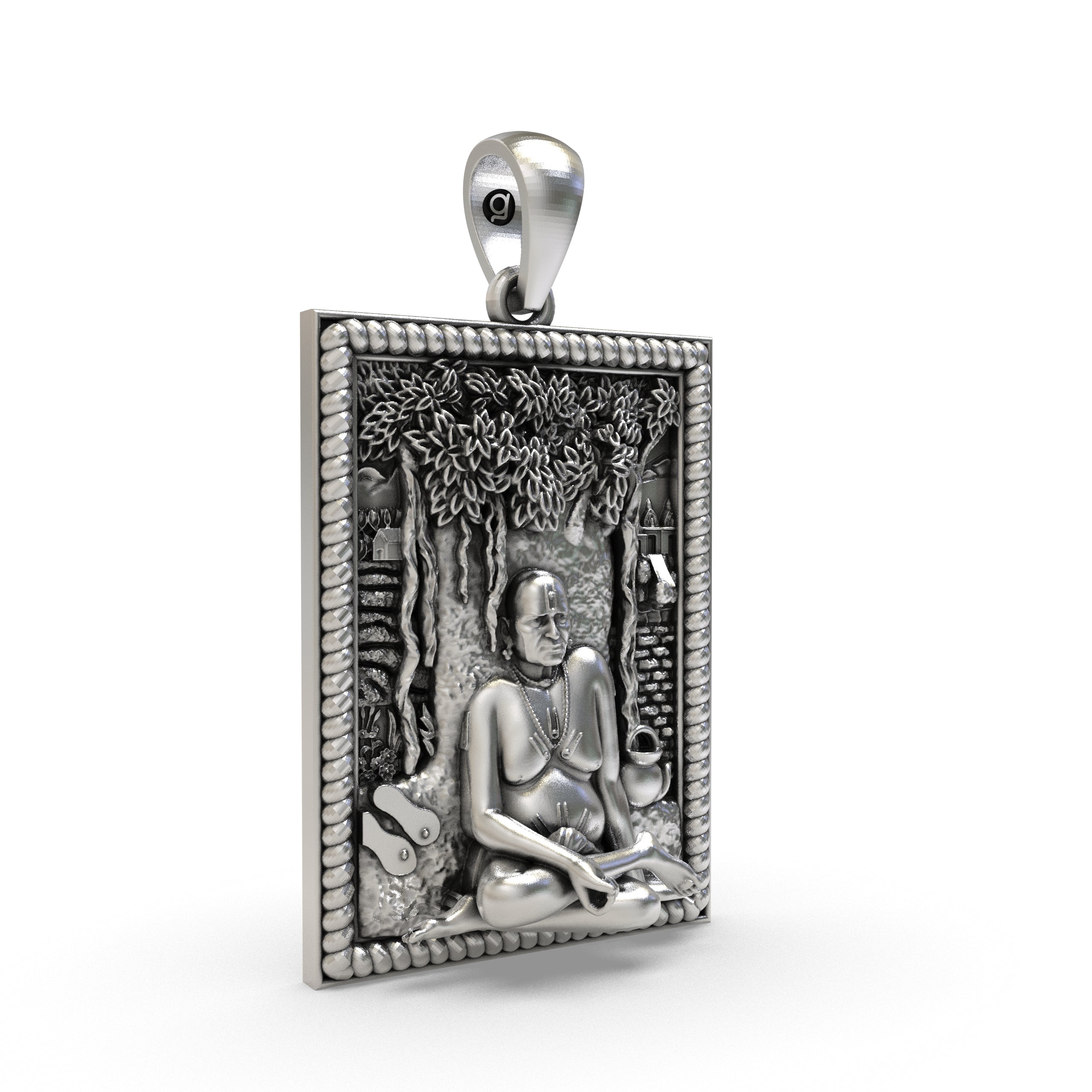 Akkalkot Shree Swami Samarth Pendant 925 Sterling Silver | Spiritual Guru Maharaj Locket Necklace