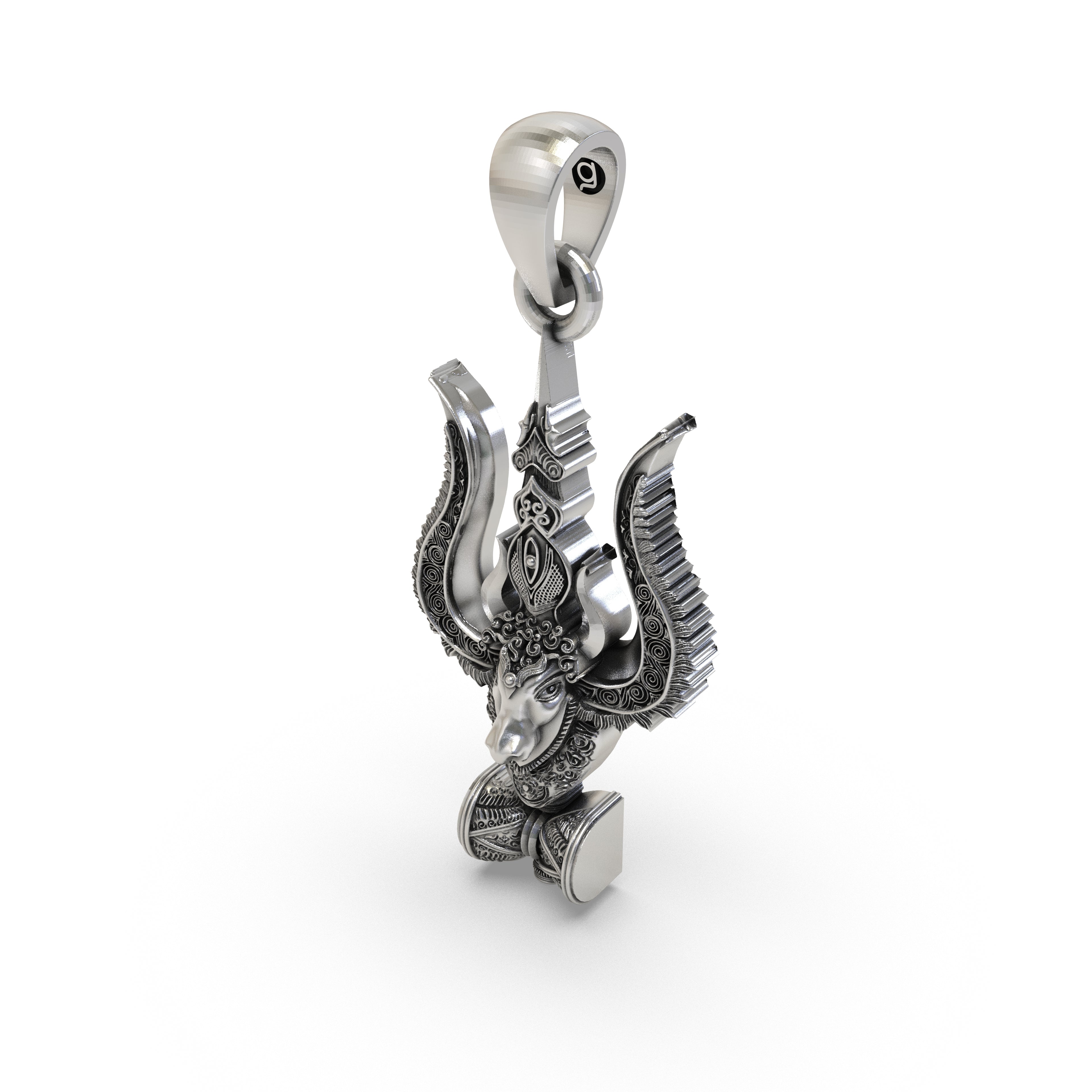 925 Silver Mahadev Trishul Nandi Damru Pendant