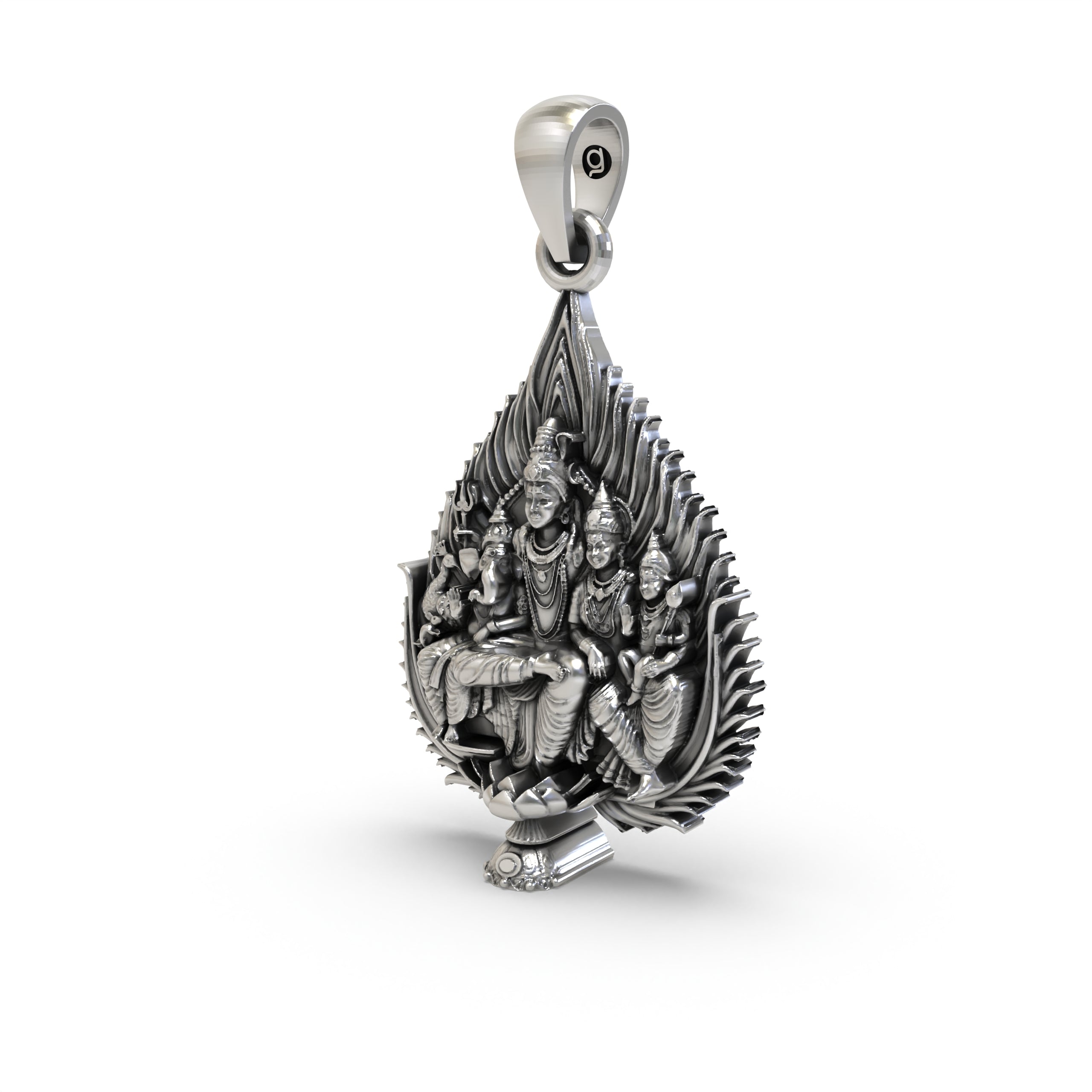 Shiva Family 925 Silver Pendant for Positive Energy & Protection