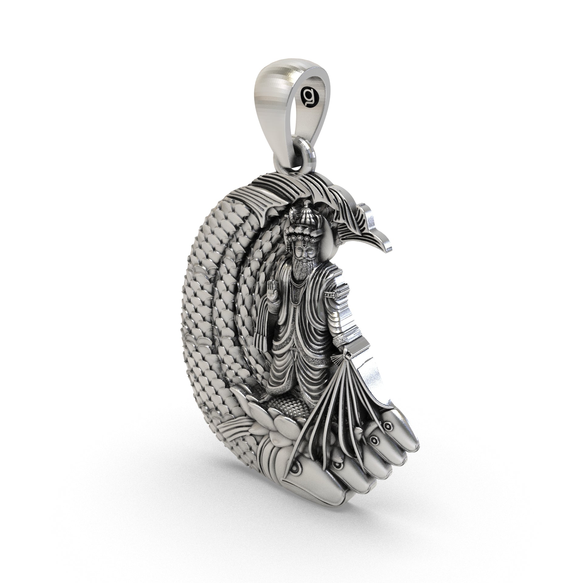 Lord Jhulelal 925 Silver Pendant for Protection & Sindhi Blessings
