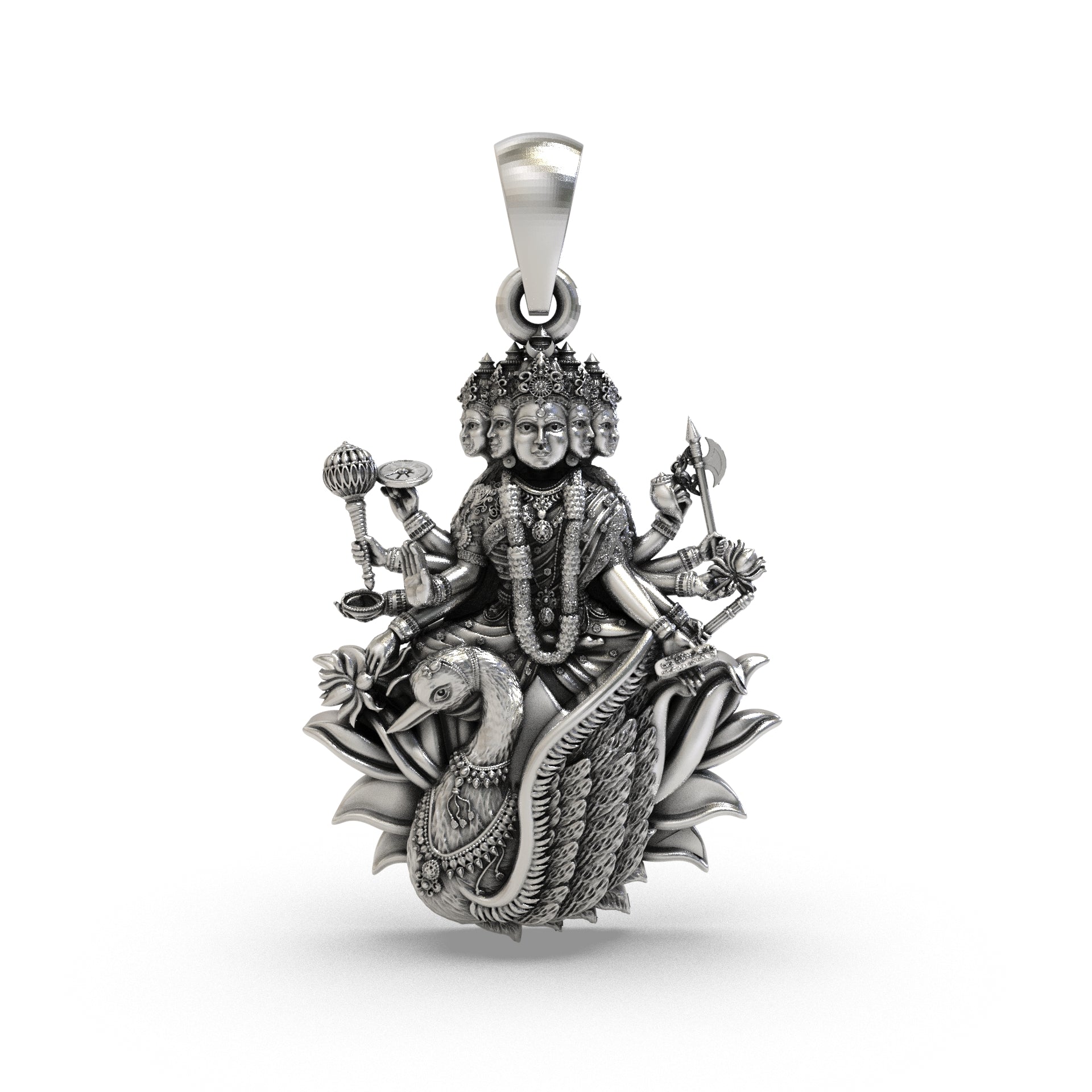 Gayatri Mata 925 Silver Pendant for Wisdom, Peace & Positive Energy