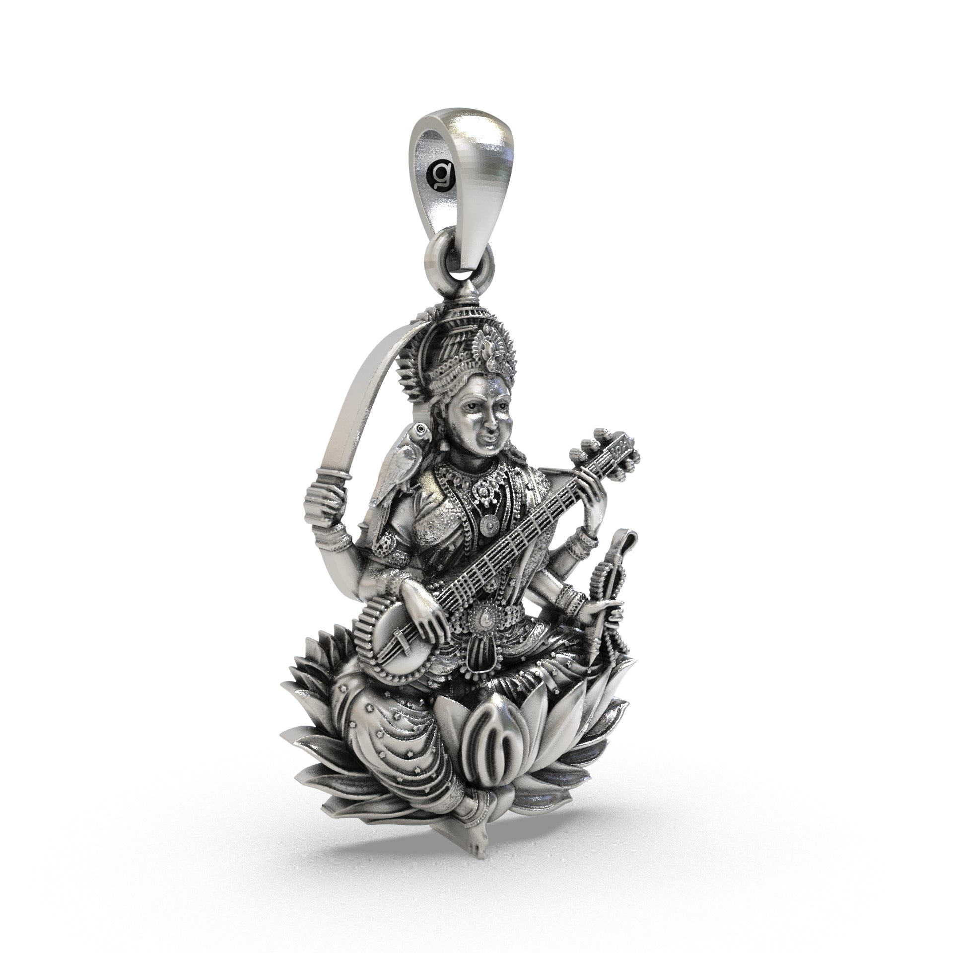 Maa Matangi 925 Silver Pendant for Wisdom, Music & Divine Speech