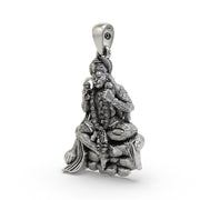 Hanuman Ji silver pendant with gada detail