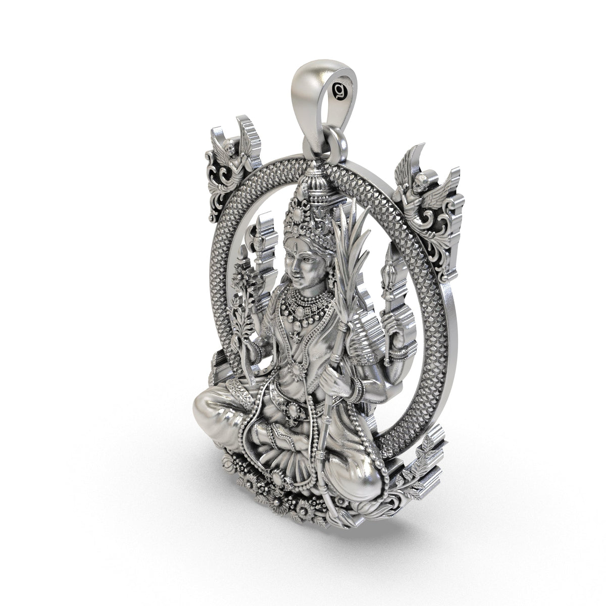 Luxury sterling silver Tripura Sundari necklace pendant