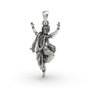925 silver Dancing Hanumanji pendant front view