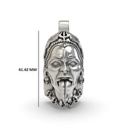 Oxidized Mahakali pendant with tongue and skull details